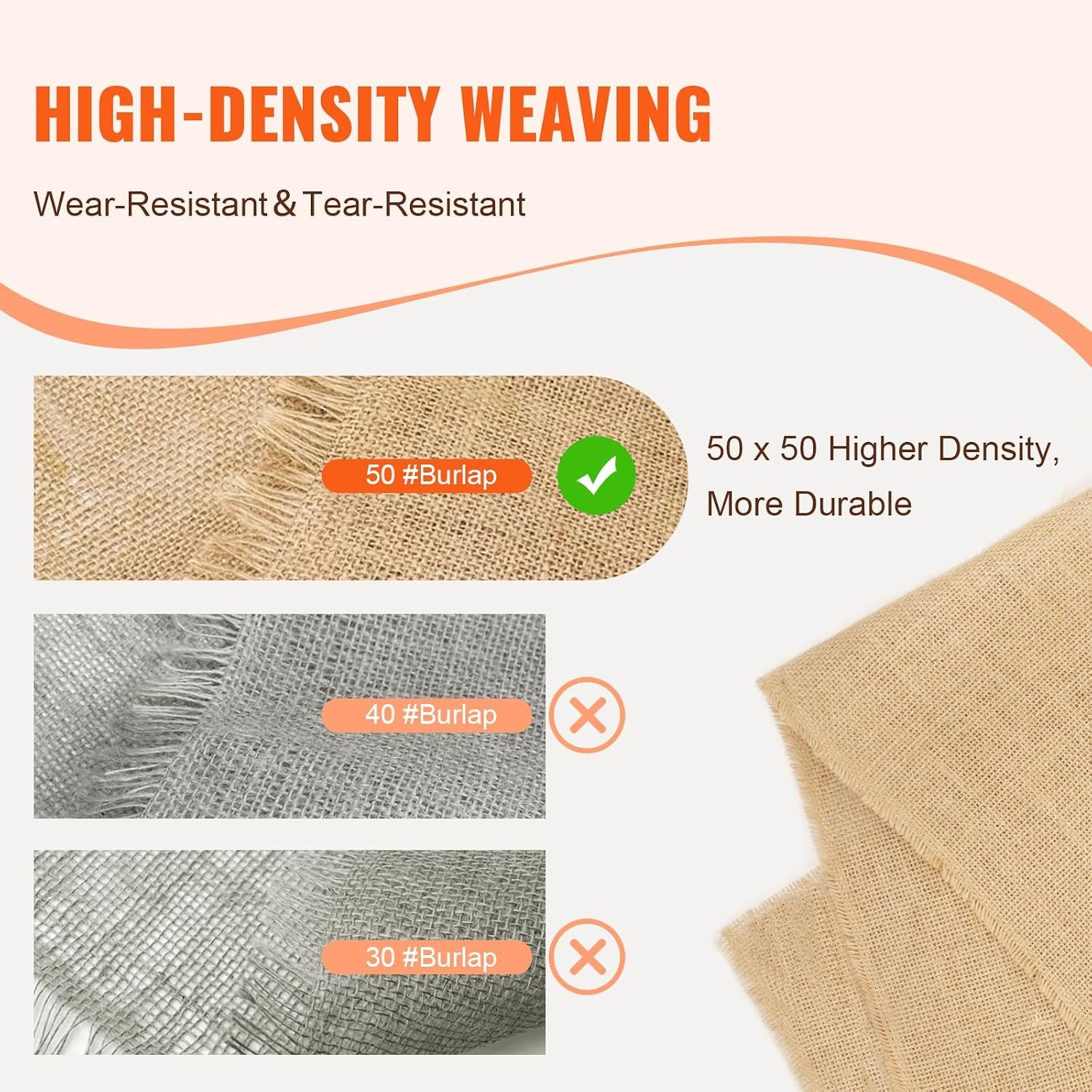 image:imageVEVOR Burlap Fabric Roll 40 x 75 ft High Density Wide Natural Burlap Fabric Rolls Jute Fabric Burlap Tree Wrap Roll for Gardening Home Decor Crafts Plant amp Tree Winter Covering40 inch x 150 ft