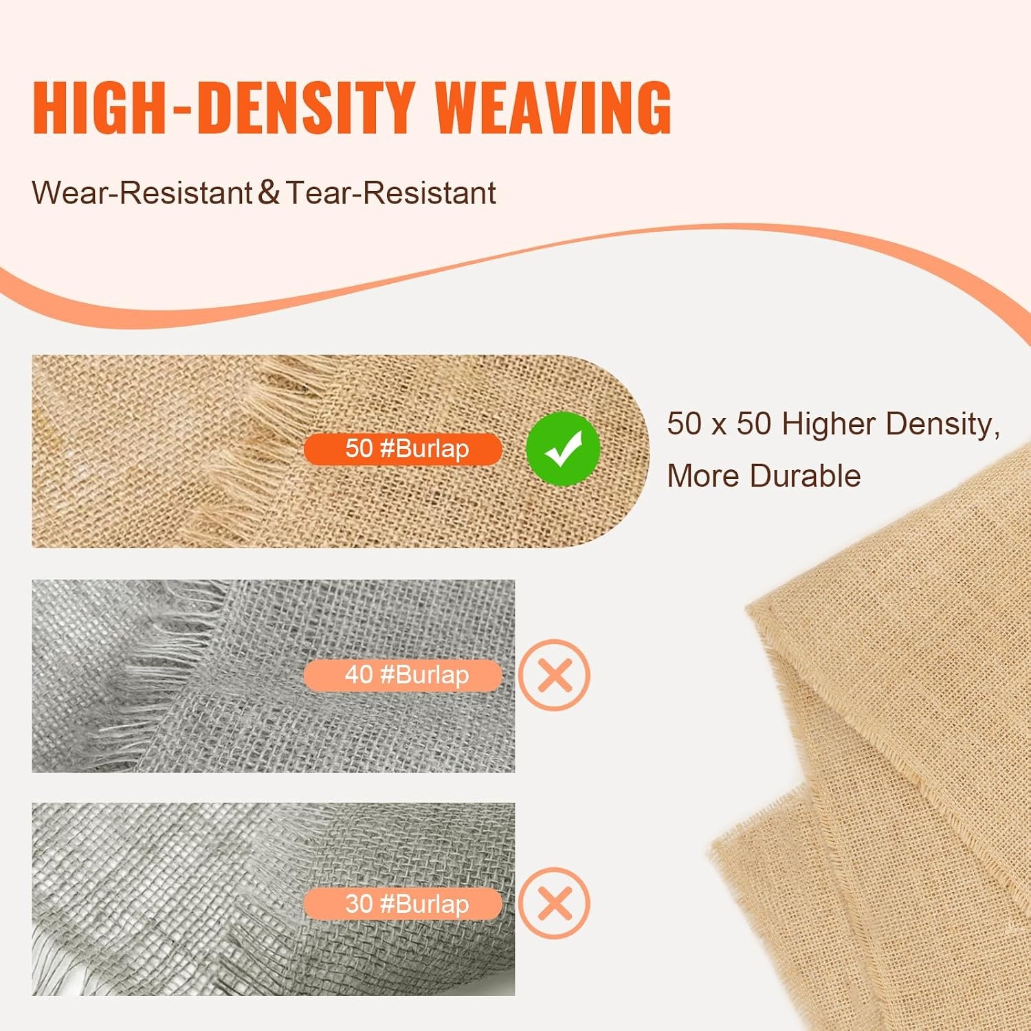 image:imageVEVOR Burlap Fabric Roll 40 x 75 ft High Density Wide Natural Burlap Fabric Rolls Jute Fabric Burlap Tree Wrap Roll for Gardening Home Decor Crafts Plant amp Tree Winter Covering36 inch x 150 ft
