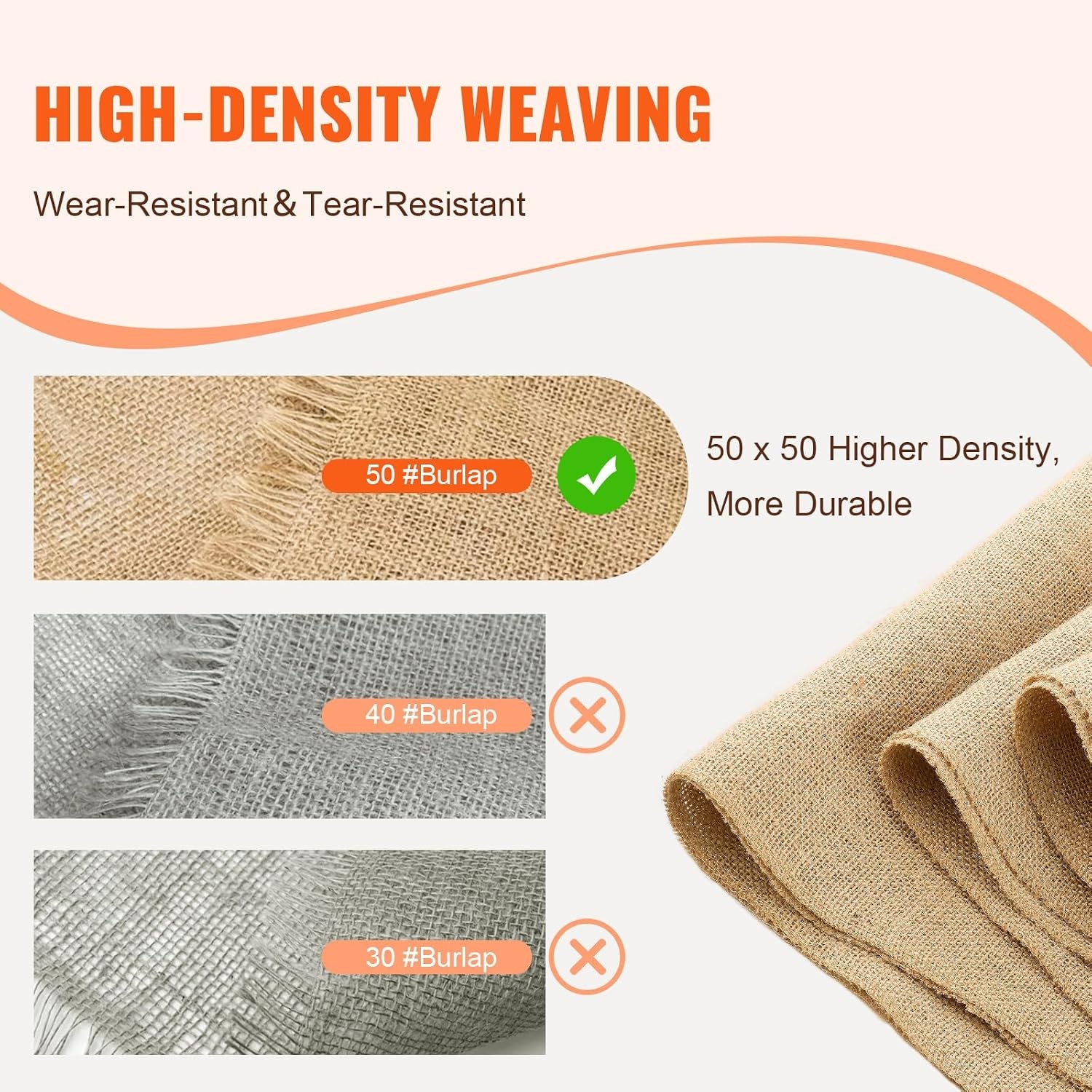 image:imageVEVOR Burlap Fabric Roll 40 x 75 ft High Density Wide Natural Burlap Fabric Rolls Jute Fabric Burlap Tree Wrap Roll for Gardening Home Decor Crafts Plant amp Tree Winter Covering14 inch x 150 ft