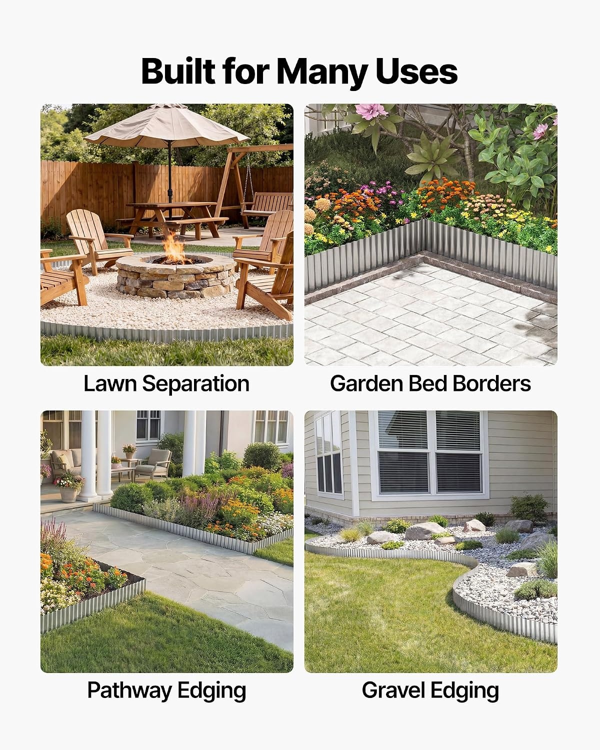 image:imageVEVOR Carbon Steel Landscape Edging 40 ft x 6 in Steel Edging for Landscaping with Gloves EasytoInstall Bendable Metal Strips Metal Garden Edge Border for Flower Bed Yard Pathway RustSilver