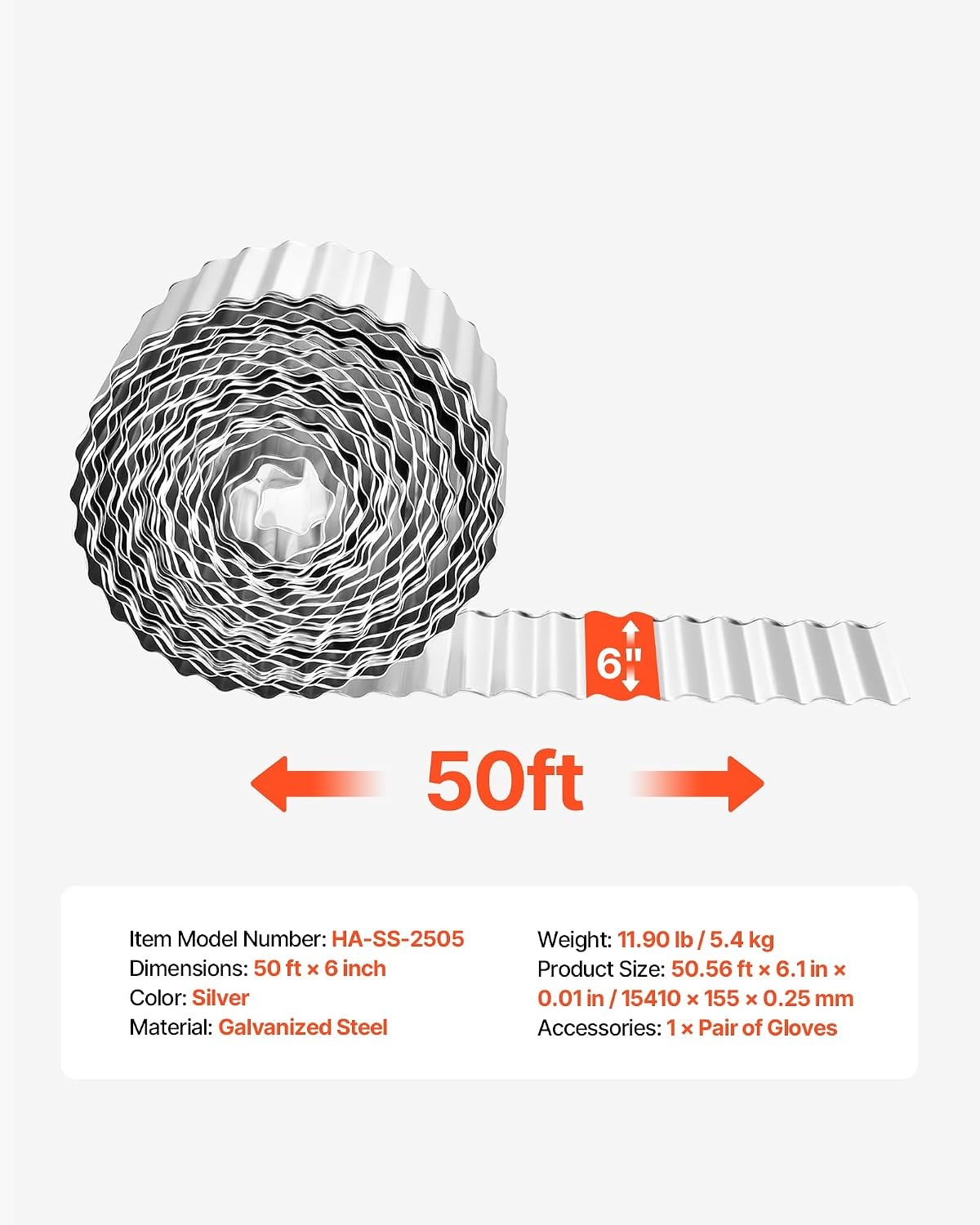 image:imageVEVOR Carbon Steel Landscape Edging 40 ft x 6 in Steel Edging for Landscaping with Gloves EasytoInstall Bendable Metal Strips Metal Garden Edge Border for Flower Bed Yard Pathway RustSilver