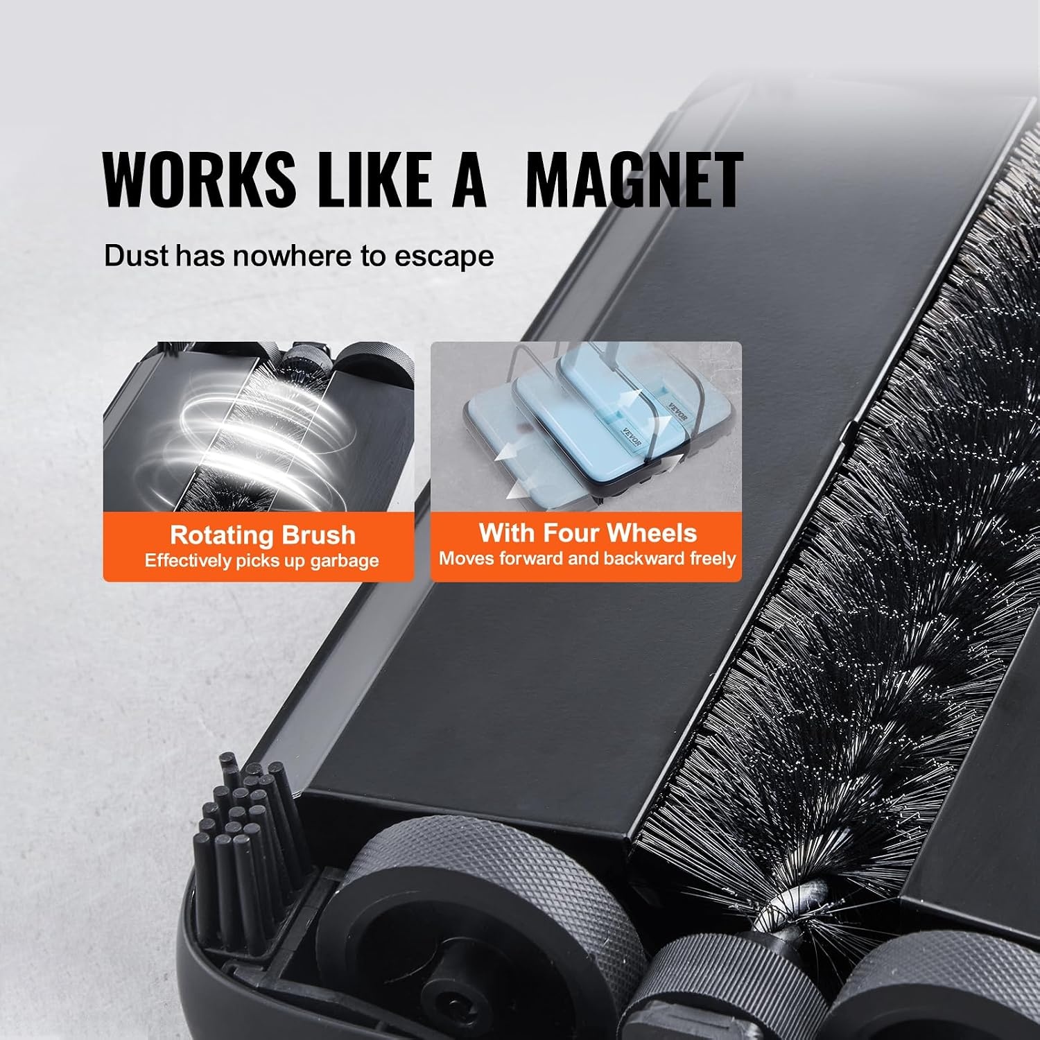 image:imageVEVOR Carpet Sweeper Manual Floor Sweeper with 300 ml Dustbin Capacity Easy to Empty 67 inch Cleaning Width for Home Office Carpets Pet Hair Dust PurpleBlue