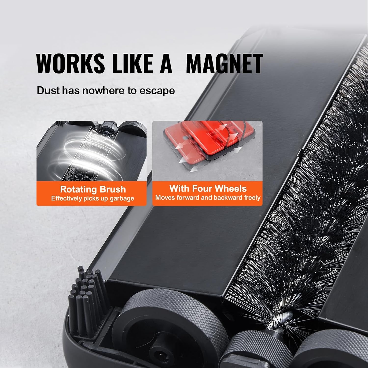 image:imageVEVOR Carpet Sweeper Manual Floor Sweeper with 300 ml Dustbin Capacity Easy to Empty 67 inch Cleaning Width for Home Office Carpets Pet Hair Dust PurpleRed