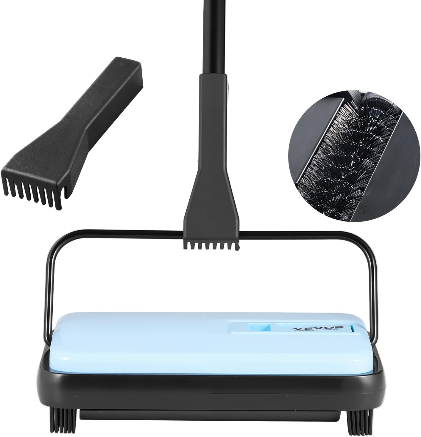 image:imageVEVOR Carpet Sweeper Manual Floor Sweeper with 300 ml Dustbin Capacity Easy to Empty 67 inch Cleaning Width for Home Office Carpets Pet Hair Dust PurpleBlue