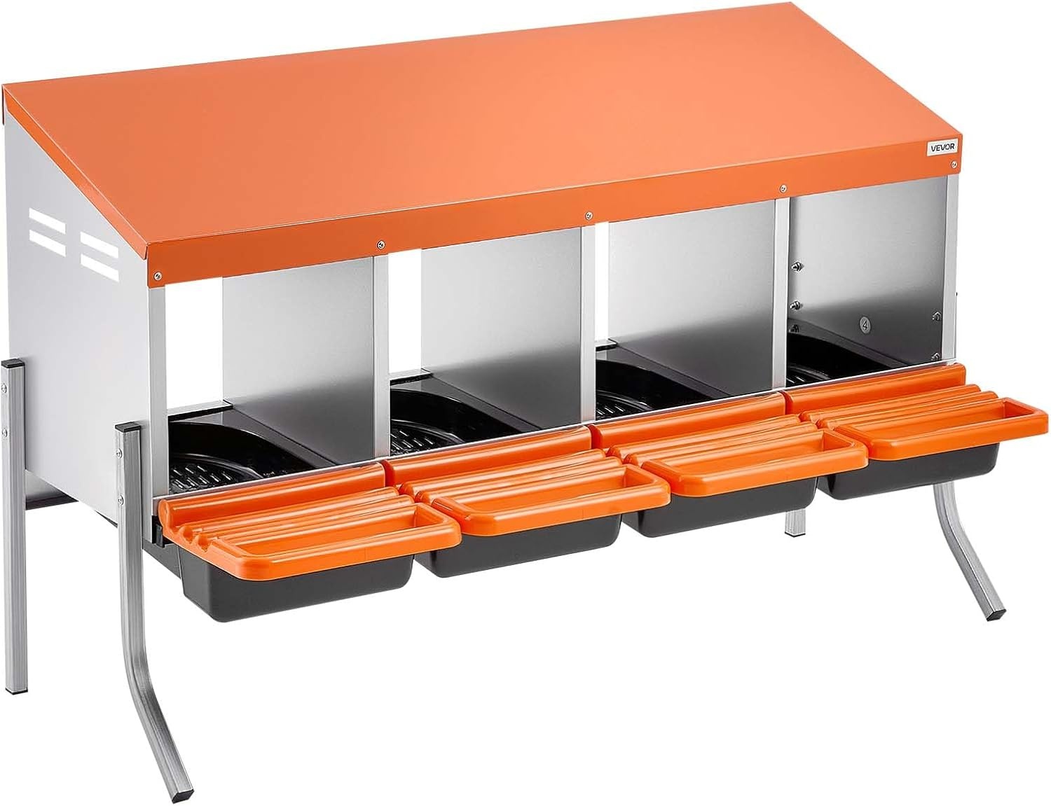 image:imageVEVOR Chicken Nesting Boxes 6 Compartments with Support Legs Easy Egg Collection Galvanized Steel and HighStrength Plastic Roll Away Nesting Boxes for Chickens and Hens Laying Eggs Orange417L x 207W x 266H