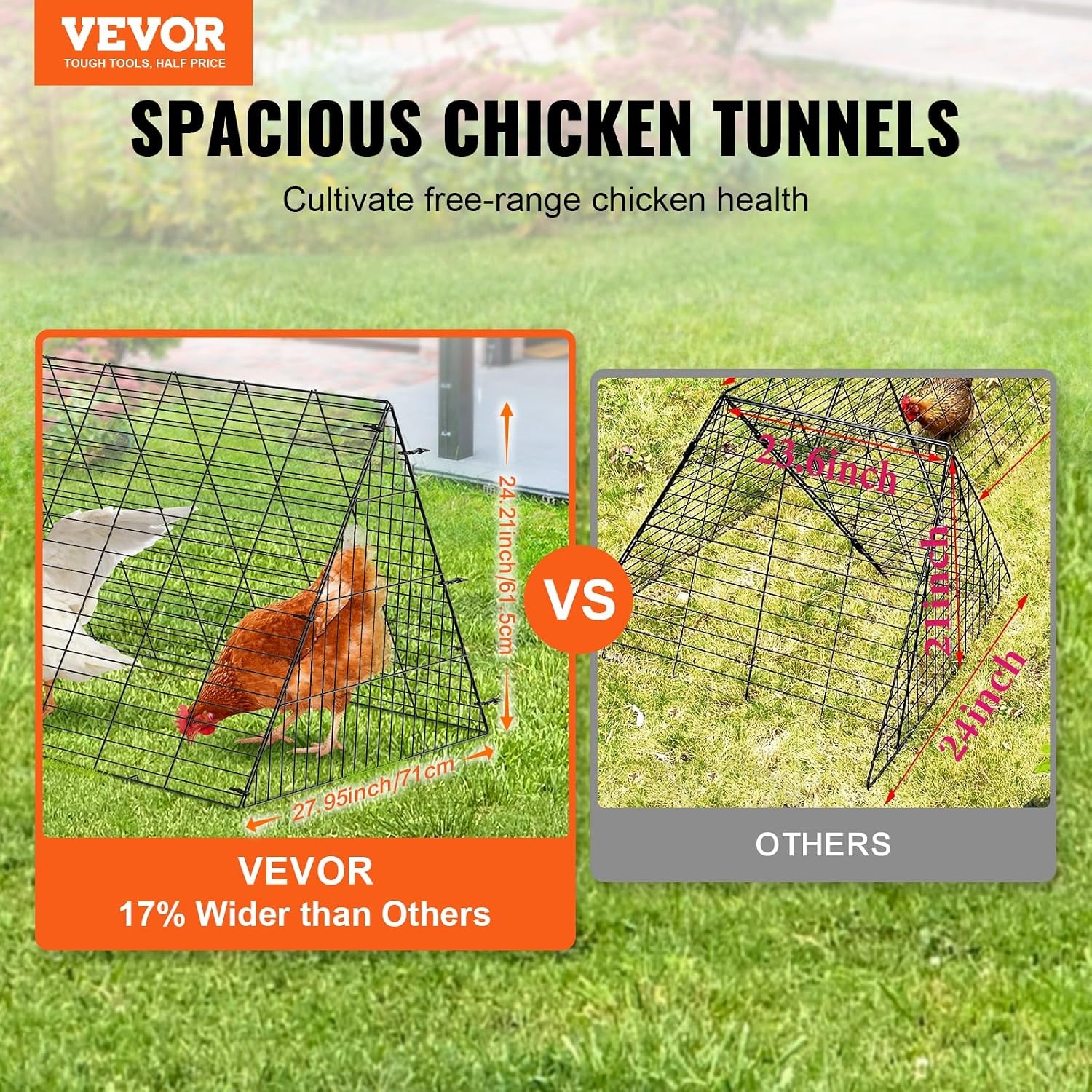 image:imageVEVOR Chicken Tunnels for Yard DIY Metal Poultry Playpen for Outside with Waterproof Cover amp Corner Frames 2 Sets 2362 x 1575 x 242 inchLxWxH Also Widely Used for Ducks Rabbits Geese CoopSingle Panel Tarp
