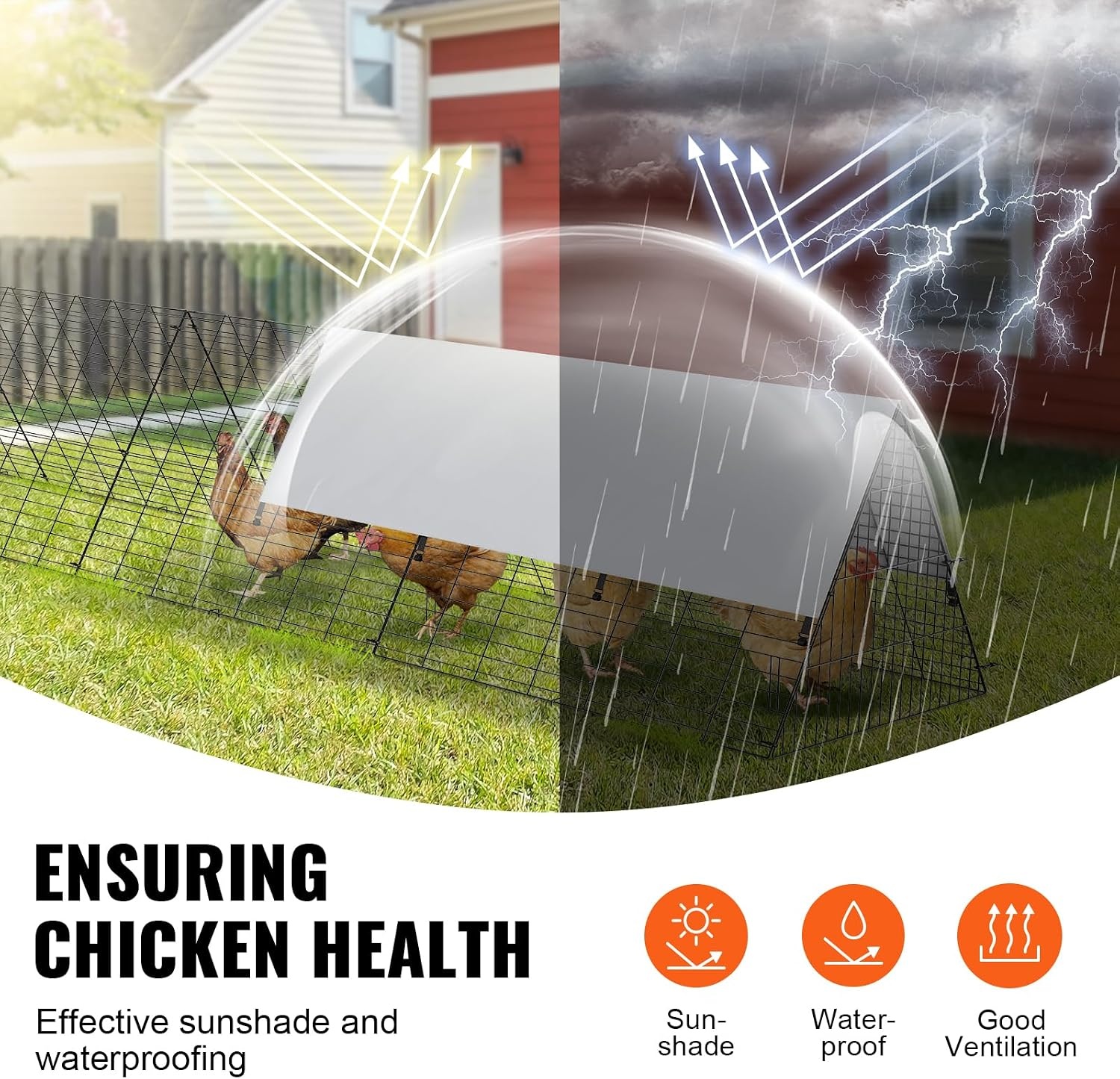 image:imageVEVOR Chicken Tunnels for Yard DIY Metal Poultry Playpen for Outside with Waterproof Cover amp Corner Frames 2 Sets 2362 x 1575 x 242 inchLxWxH Also Widely Used for Ducks Rabbits Geese CoopPanel Corner Tarp