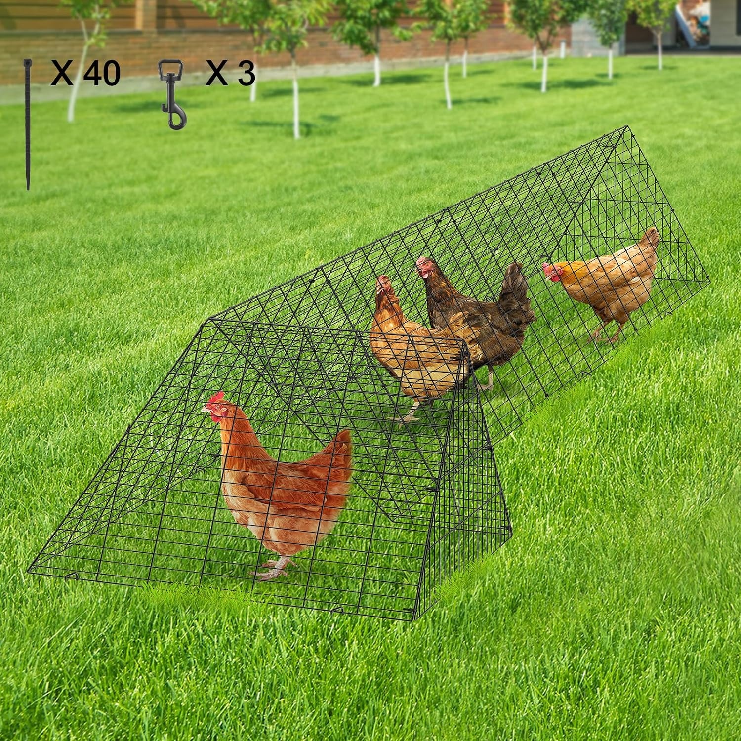 image:imageVEVOR Chicken Tunnels for Yard DIY Metal Poultry Playpen for Outside with Waterproof Cover amp Corner Frames 2 Sets 2362 x 1575 x 242 inchLxWxH Also Widely Used for Ducks Rabbits Geese CoopPanel Corner Tarp