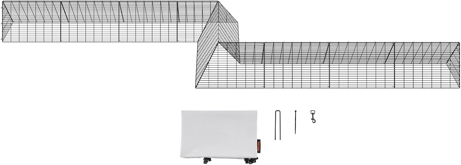 image:imageVEVOR Chicken Tunnels for Yard DIY Metal Poultry Playpen for Outside with Waterproof Cover amp Corner Frames 2 Sets 2362 x 1575 x 242 inchLxWxH Also Widely Used for Ducks Rabbits Geese CoopPanel Corner Tarp