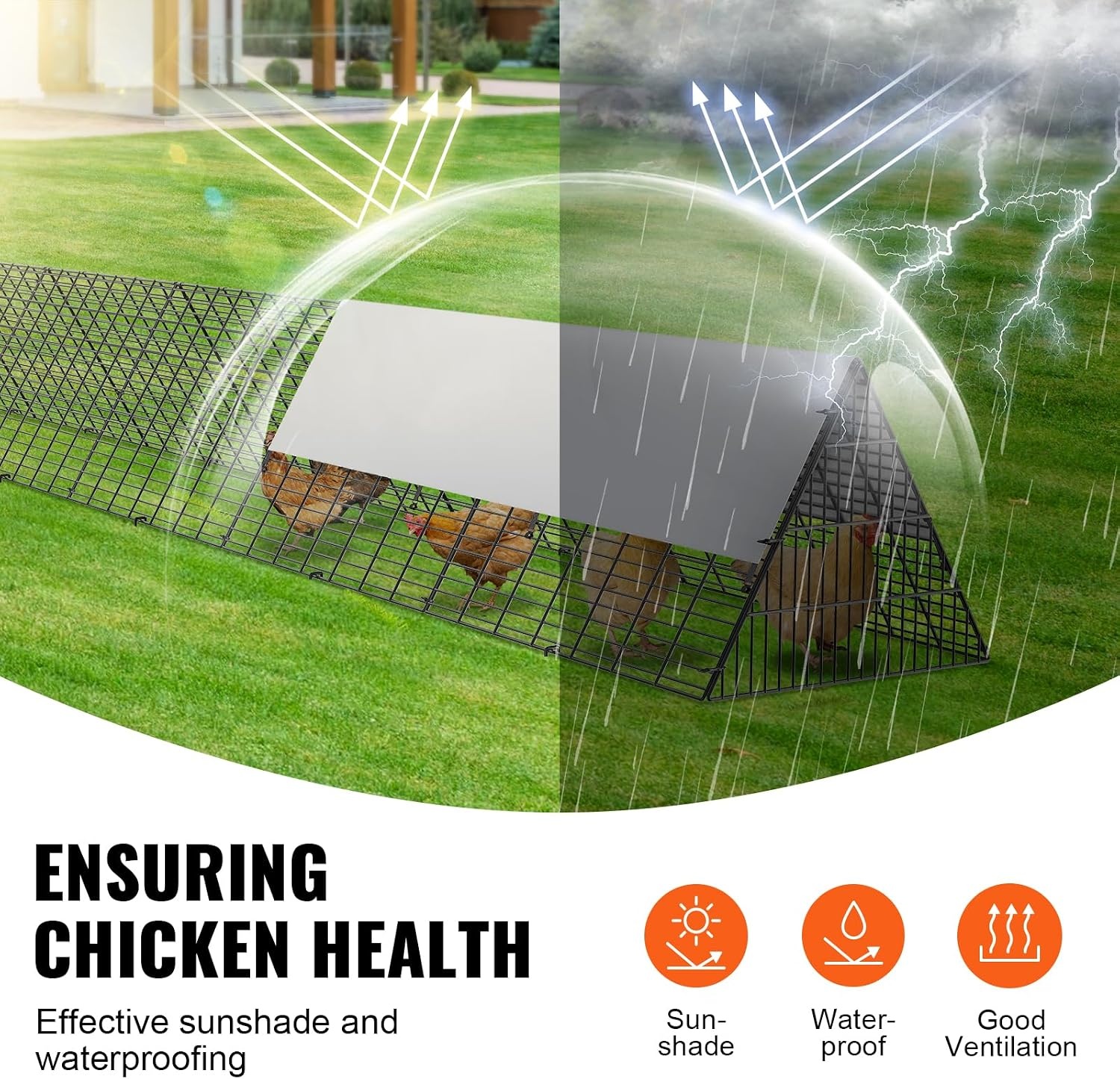 image:imageVEVOR Chicken Tunnels for Yard DIY Metal Poultry Playpen for Outside with Waterproof Cover amp Corner Frames 2 Sets 2362 x 1575 x 242 inchLxWxH Also Widely Used for Ducks Rabbits Geese CoopPanel Corner Tarp