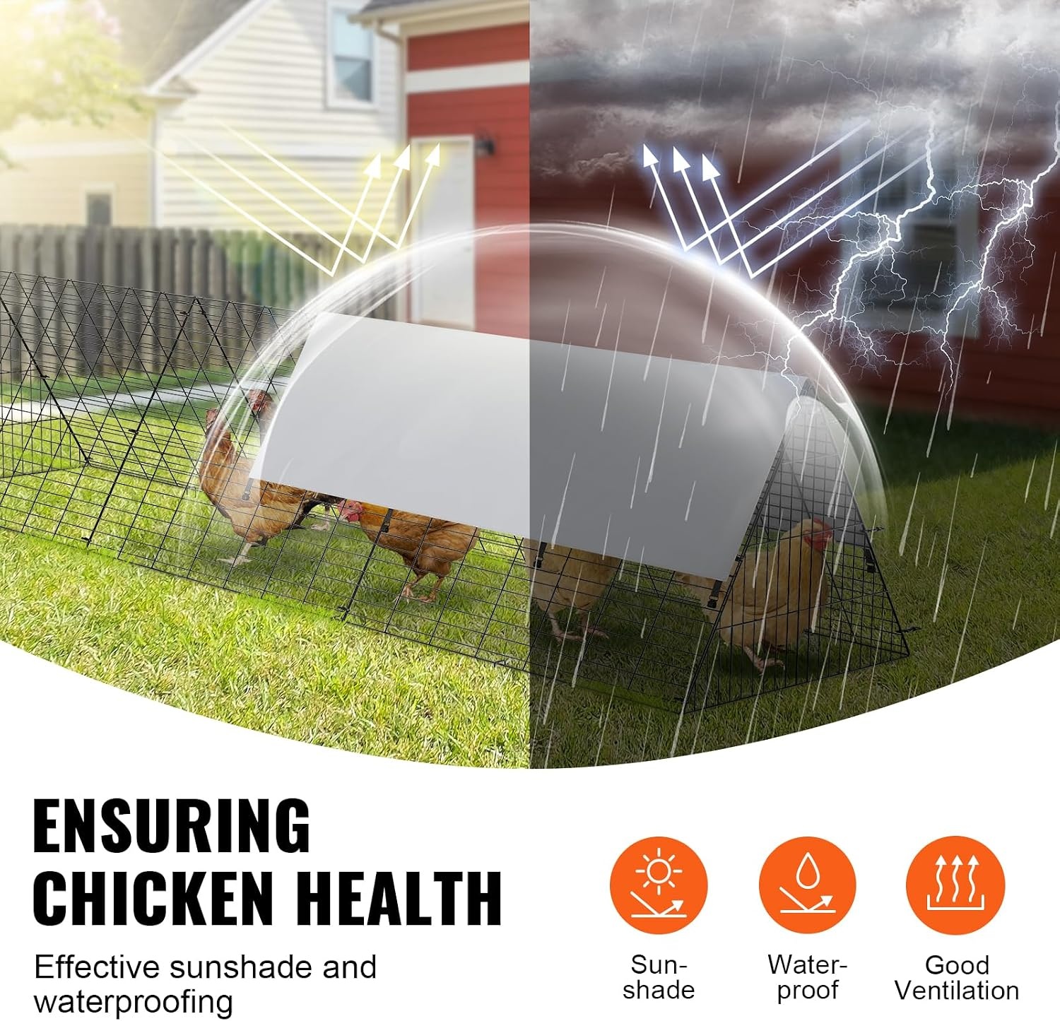image:imageVEVOR Chicken Tunnels for Yard DIY Metal Poultry Playpen for Outside with Waterproof Cover amp Corner Frames 2 Sets 2362 x 1575 x 242 inchLxWxH Also Widely Used for Ducks Rabbits Geese CoopSingle Panel Tarp