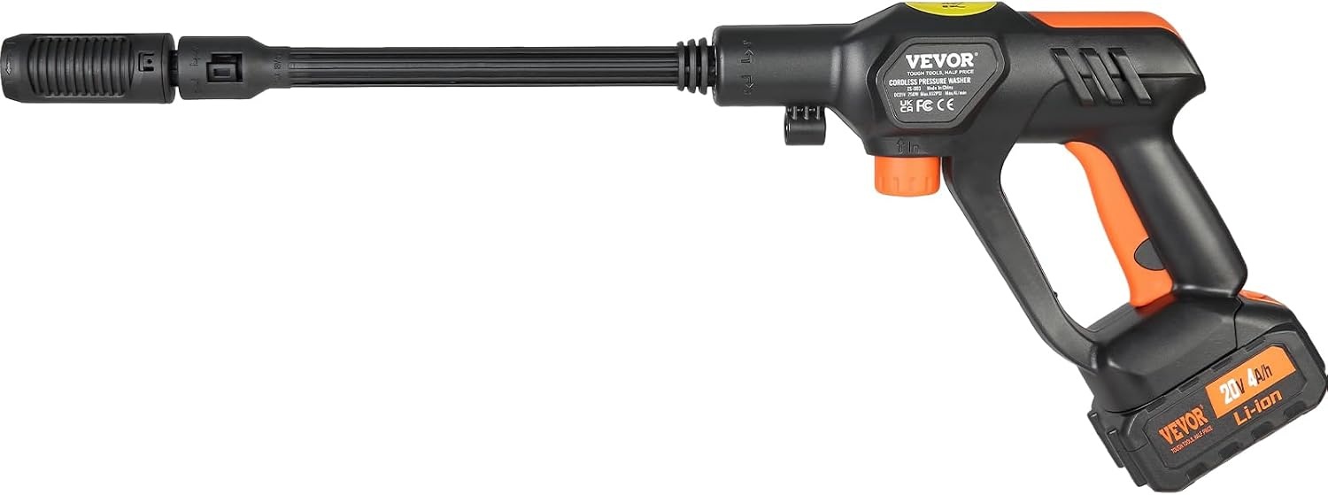 image:imageVEVOR Cordless Pressure Washer 652PSI 10GPM BRUSHLESS Motor Rechargeable 40Ah Battery Powered Handheld HighPressure Car Washer Gun with Charger 6in1 Nozzle for HomeFloor Cleaning amp Watering652 PSI