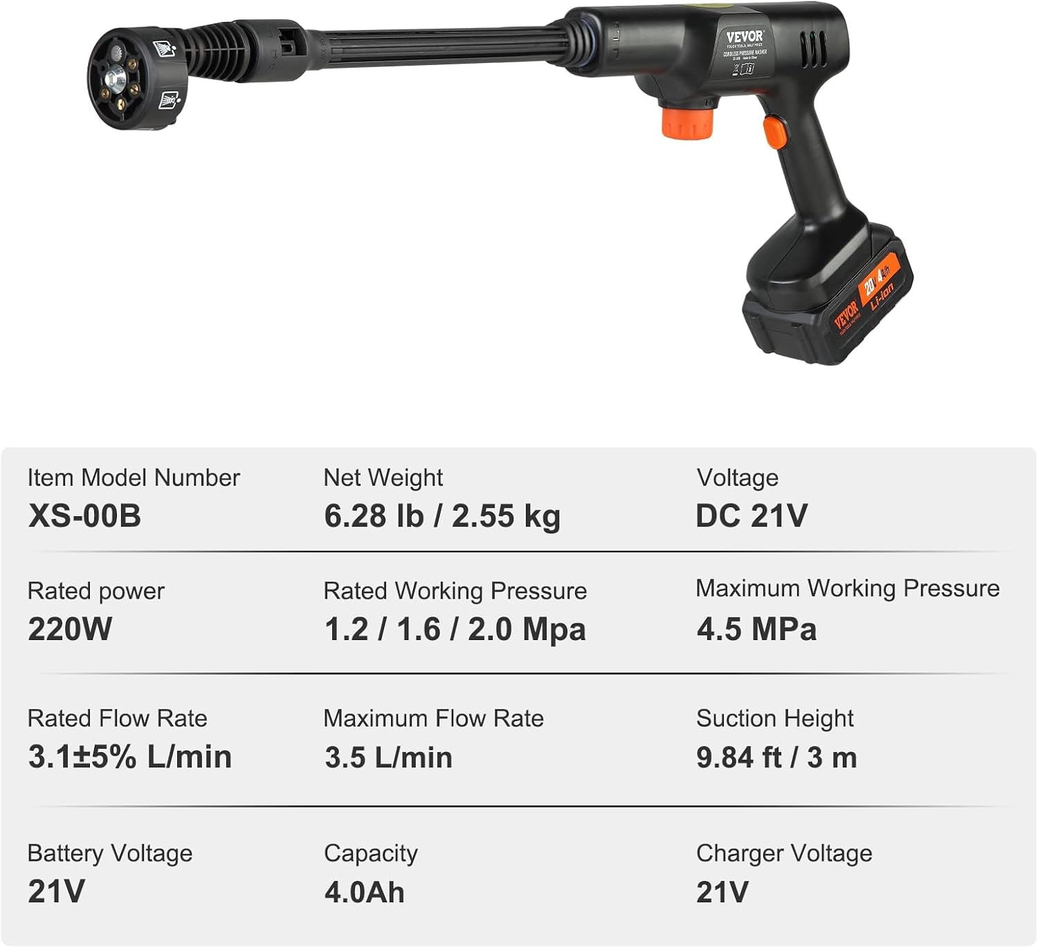 image:imageVEVOR Cordless Pressure Washer 652PSI 10GPM BRUSHLESS Motor Rechargeable 40Ah Battery Powered Handheld HighPressure Car Washer Gun with Charger 6in1 Nozzle for HomeFloor Cleaning amp WateringBRUSHLESS Motor