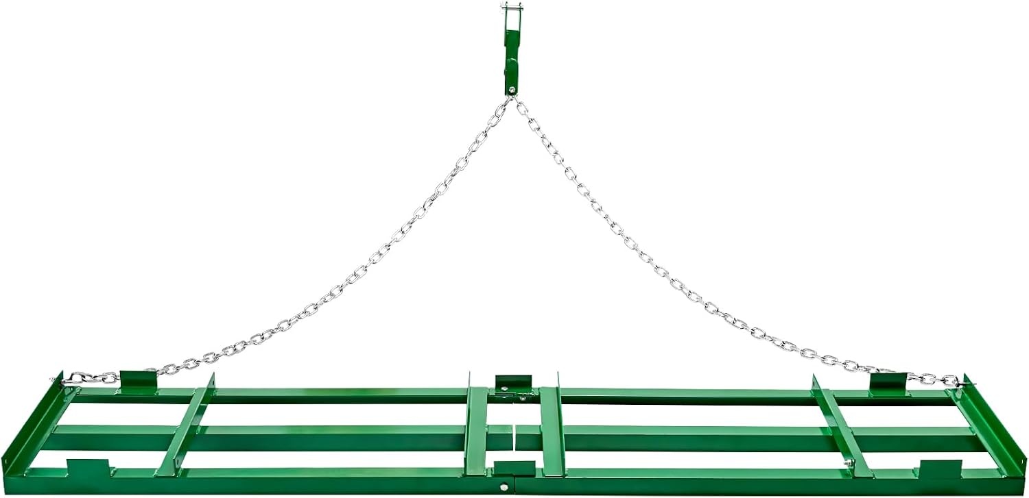 image:imageVEVOR Drag Harrow 8 ft Heavy Duty Tow Behind Drag Harrow with Adjustable Bars amp 72 in Chain Driveway Grader Landscape Rake for ATV UTV Tractor Mower Tow Behind Yard Lawn Leveling Tool8 FT Green