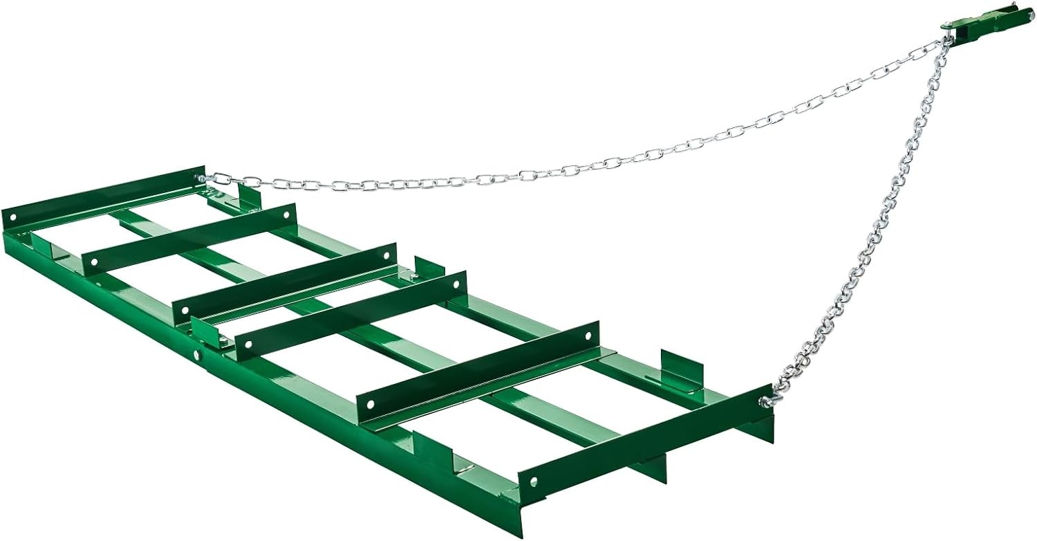 image:imageVEVOR Drag Harrow 8 ft Heavy Duty Tow Behind Drag Harrow with Adjustable Bars amp 72 in Chain Driveway Grader Landscape Rake for ATV UTV Tractor Mower Tow Behind Yard Lawn Leveling Tool6 FT Green