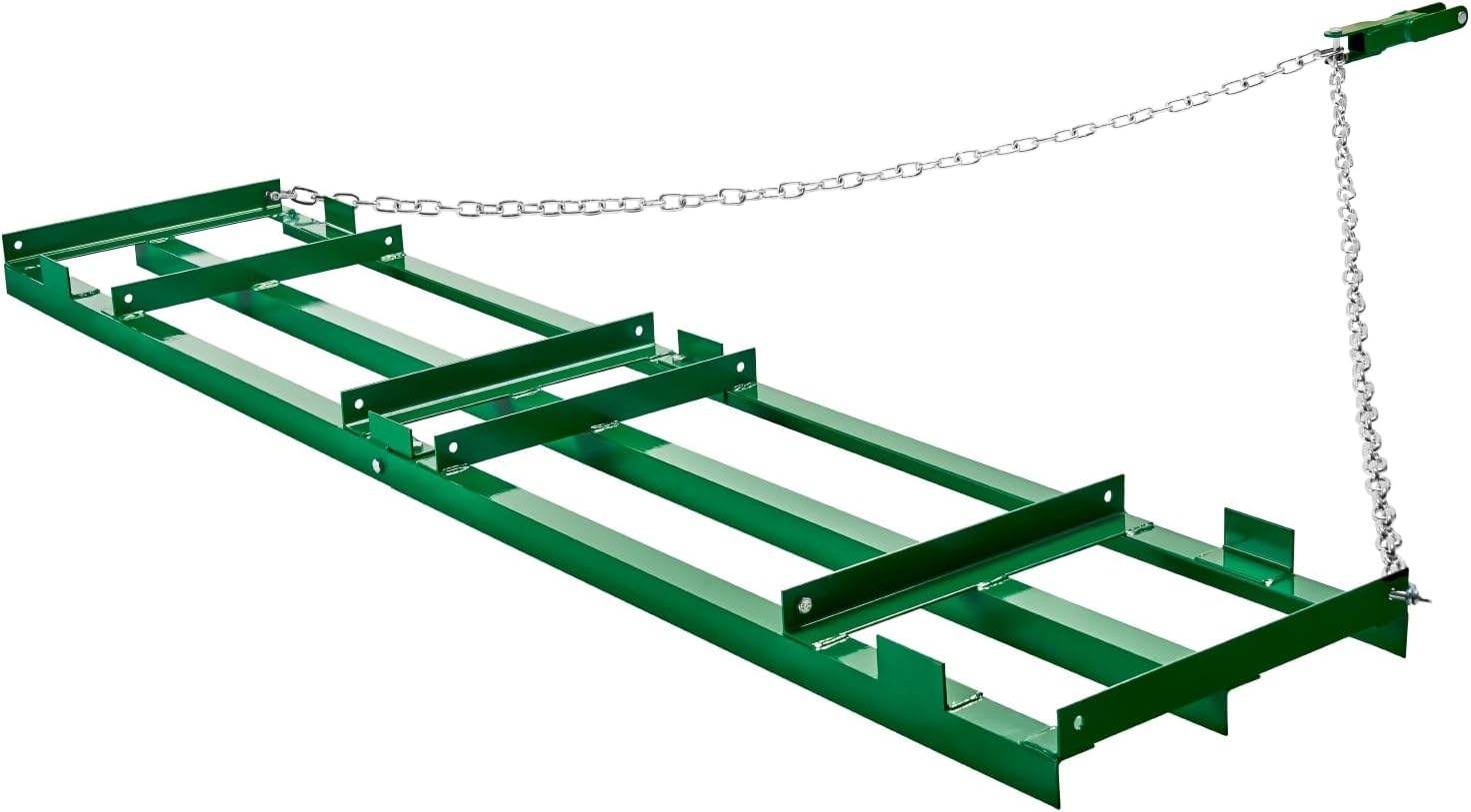 image:imageVEVOR Drag Harrow 8 ft Heavy Duty Tow Behind Drag Harrow with Adjustable Bars amp 72 in Chain Driveway Grader Landscape Rake for ATV UTV Tractor Mower Tow Behind Yard Lawn Leveling Tool8 FT Green