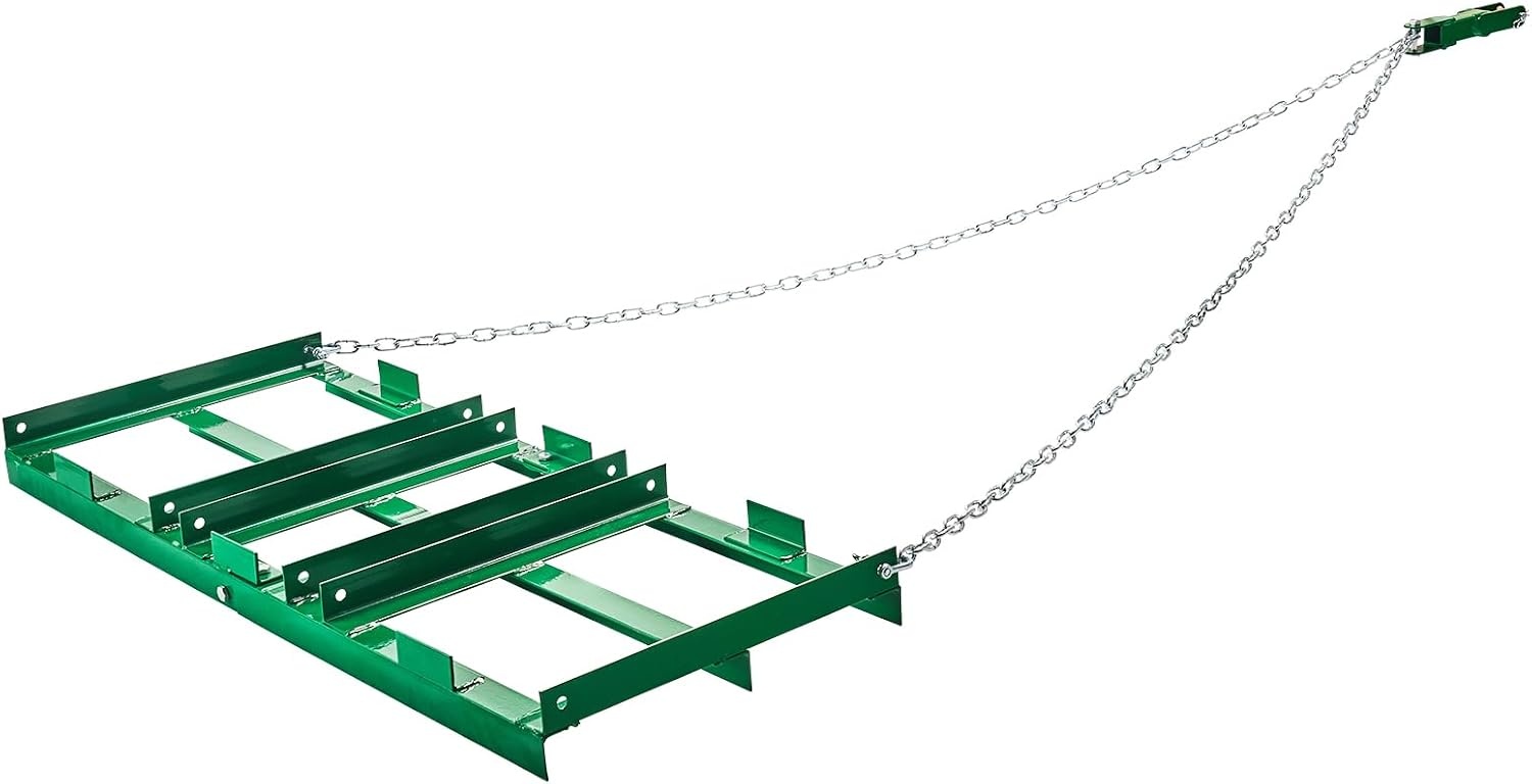 image:imageVEVOR Drag Harrow 8 ft Heavy Duty Tow Behind Drag Harrow with Adjustable Bars amp 72 in Chain Driveway Grader Landscape Rake for ATV UTV Tractor Mower Tow Behind Yard Lawn Leveling Tool4 FT Green