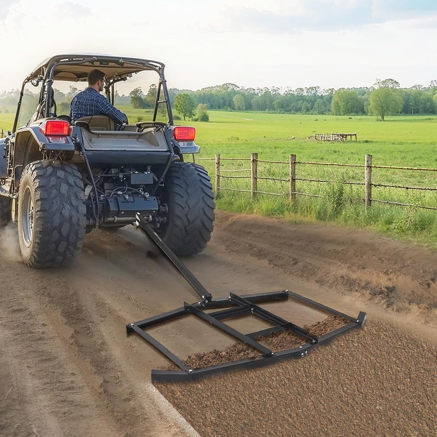 image:imageVEVOR Drag Harrow 84 Width Tow Behind Drag Harrow Q235 Steel Driveway Grader with Adjustable Bars amp Pin Hitch Support up to 50 lbs Tractor Driveway Harrow for ATVs UTVs Garden Lawn Tractors74 in