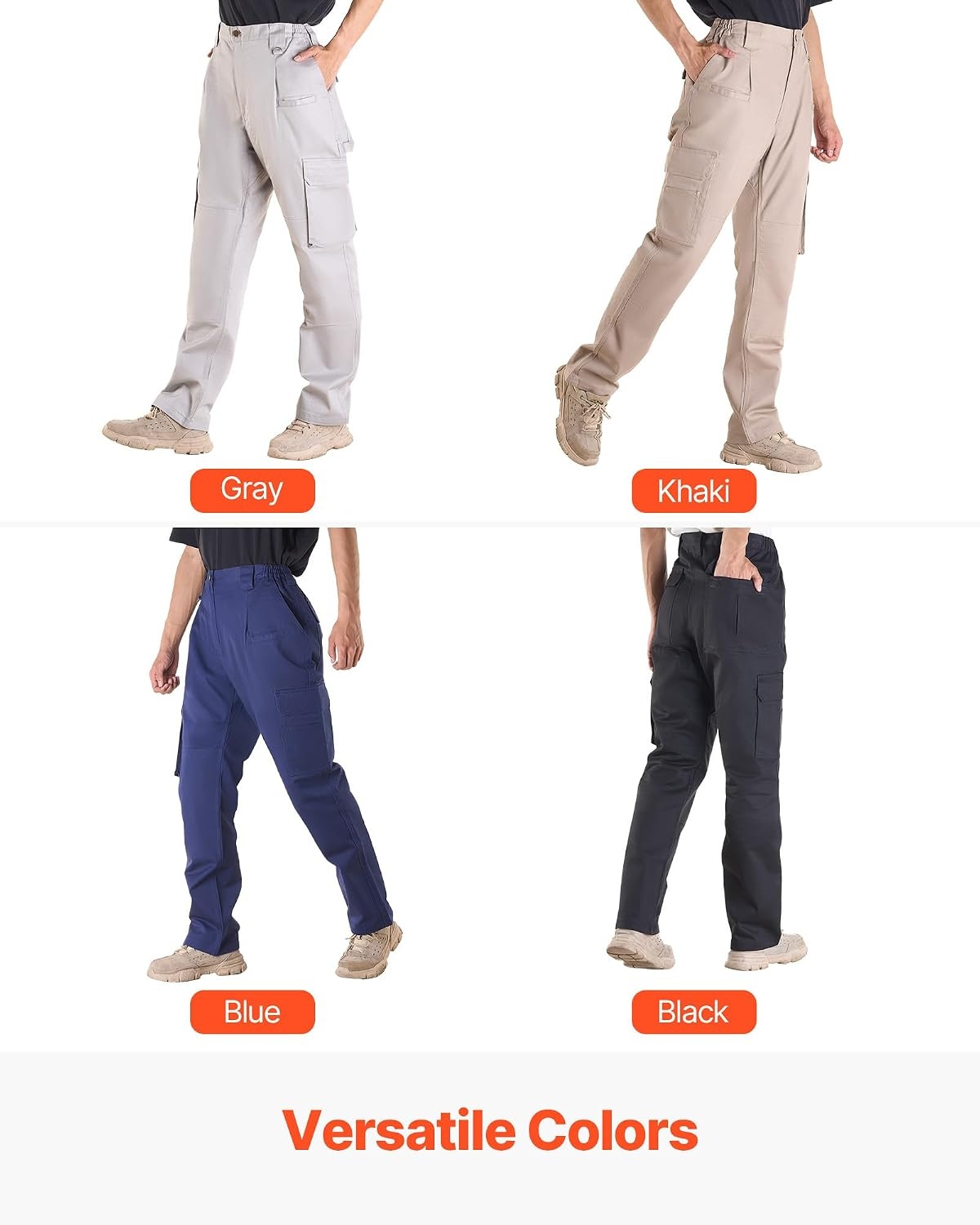 image:imageVEVOR FR Pants for Men 9 oz 100 Cotton FlameResistant Cargo Pants with MultiPockets and Elastic Waist Reinforced TearProof Stitching Ideal for Welding Work and Casual Wear XL Size Dark Blue