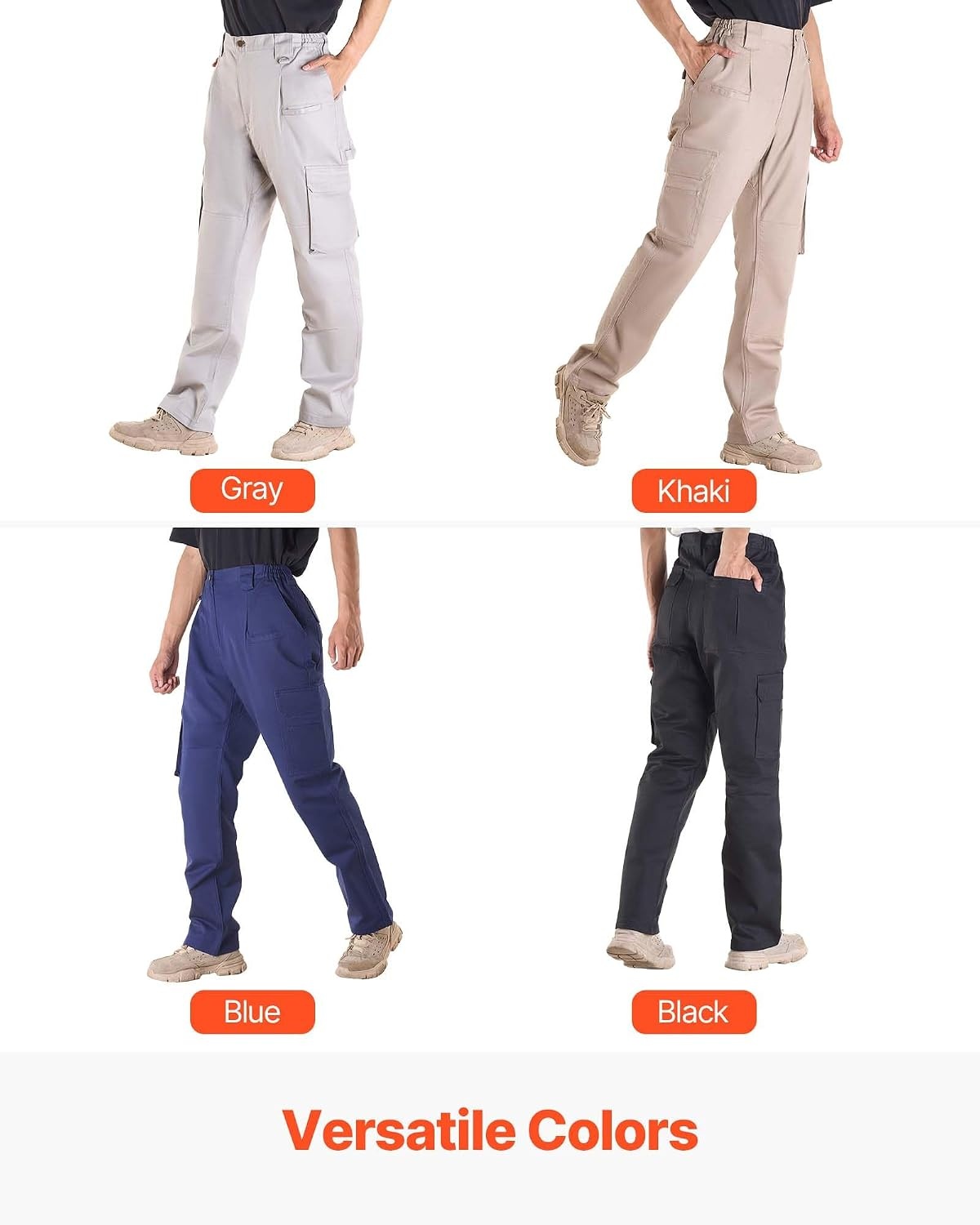 image:imageVEVOR FR Pants for Men 9 oz 100 Cotton FlameResistant Cargo Pants with MultiPockets and Elastic Waist Reinforced TearProof Stitching Ideal for Welding Work and Casual Wear L Size Gray