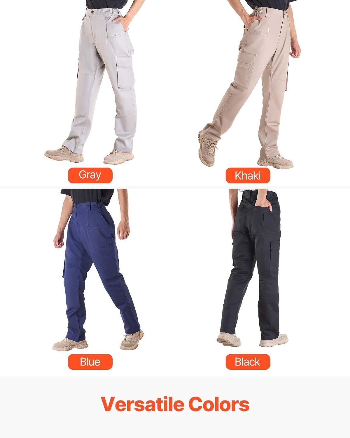 image:imageVEVOR FR Pants for Men 9 oz 100 Cotton FlameResistant Cargo Pants with MultiPockets and Elastic Waist Reinforced TearProof Stitching Ideal for Welding Work and Casual Wear XXL Size Black