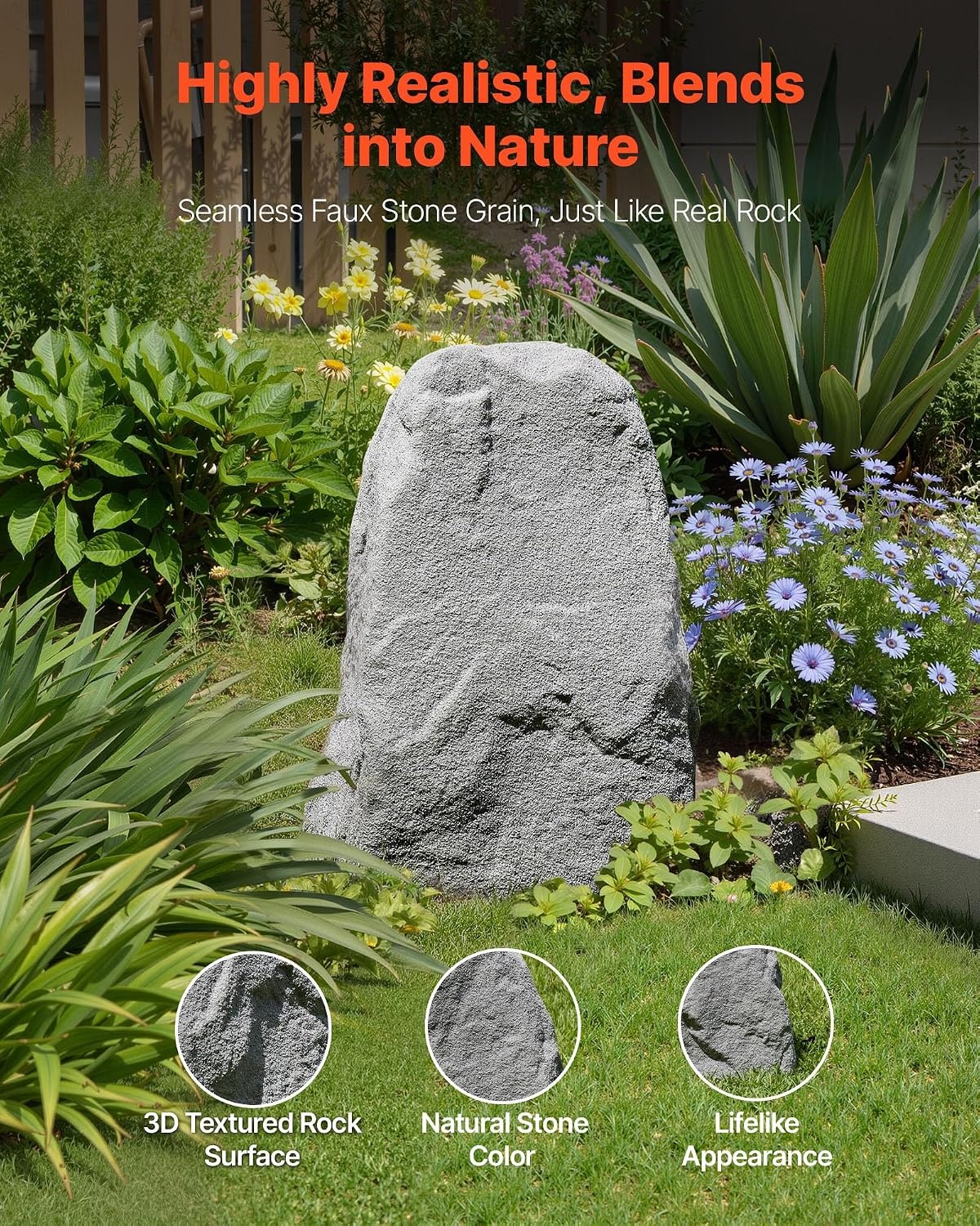 image:imageVEVOR Faux Rock Cover Outdoor Fake Rock Well Pump Cover Realistic Natural Texture Lightweight amp WeatherResistant Polyresin Artificial Boulder for Landscaping Garden Yard Dcor Grey Medium SizeIrregular coneMedium sizedark grey
