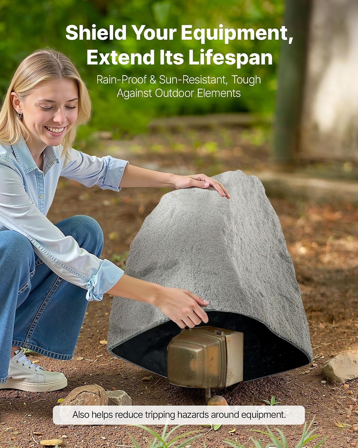 image:imageVEVOR Faux Rock Cover Outdoor Fake Rock Well Pump Cover Realistic Natural Texture Lightweight amp WeatherResistant Polyresin Artificial Boulder for Landscaping Garden Yard Dcor Grey Medium SizeIrregular coneMedium sizedark grey