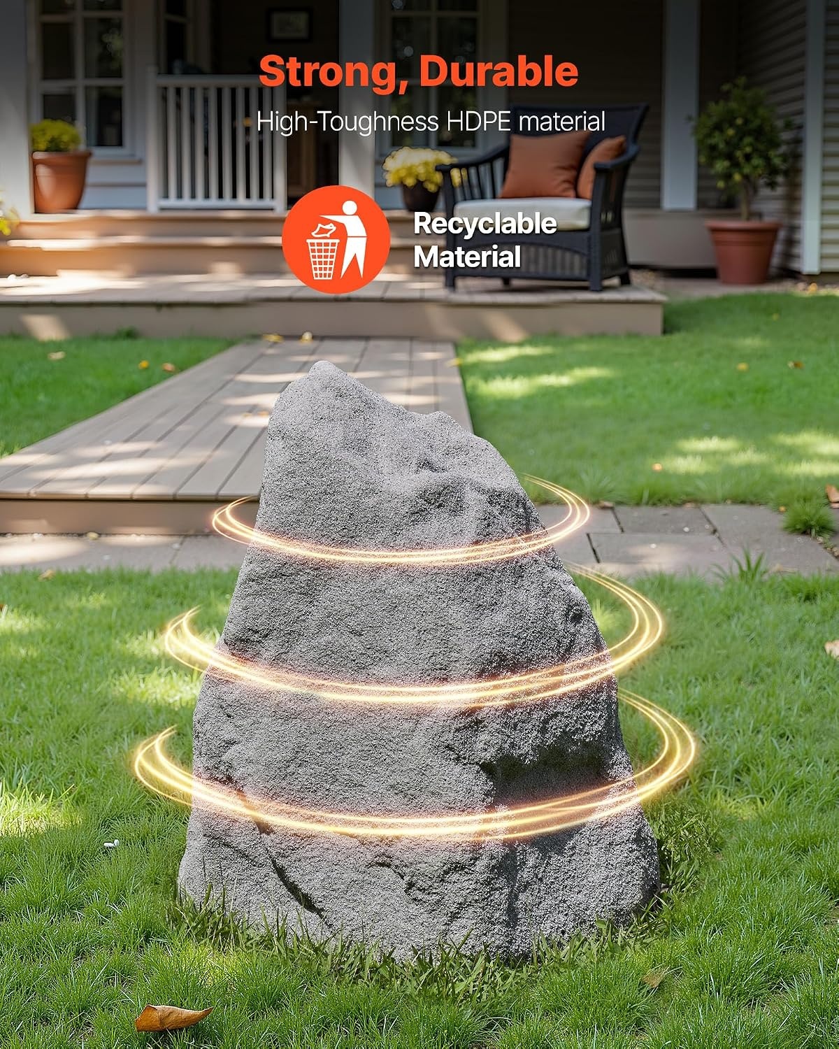 image:imageVEVOR Faux Rock Cover Outdoor Fake Rock Well Pump Cover Realistic Natural Texture Lightweight amp WeatherResistant Polyresin Artificial Boulder for Landscaping Garden Yard Dcor Grey Medium SizeIrregular coneMedium sizedark grey