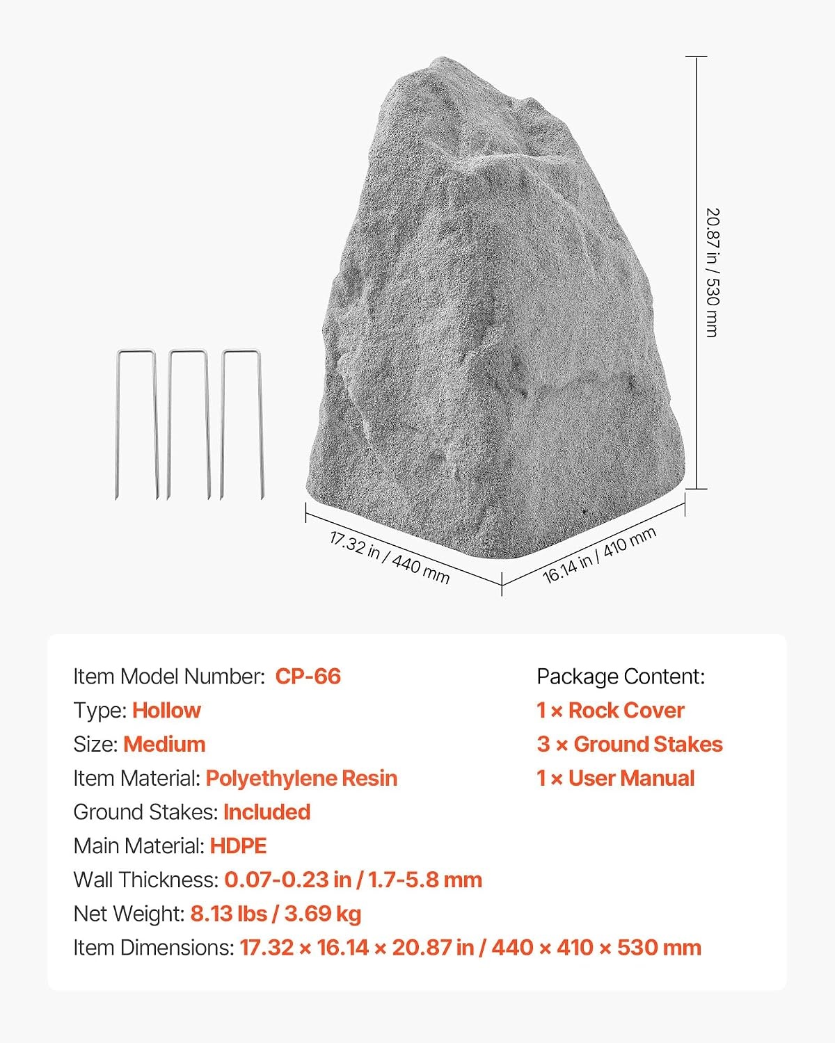 image:imageVEVOR Faux Rock Cover Outdoor Fake Rock Well Pump Cover Realistic Natural Texture Lightweight amp WeatherResistant Polyresin Artificial Boulder for Landscaping Garden Yard Dcor Grey Medium SizeIrregular coneMedium sizedark grey