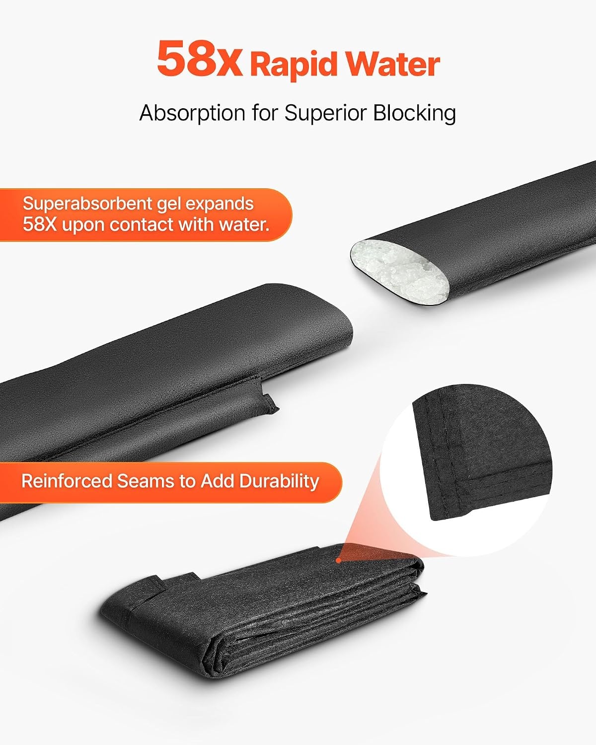 image:imageVEVOR Flood Barrier 10 Pack 5 x 07 ft Flood Bags with Bucket Water Absorbent Barrier Activated by Water Sandless Sandbags Blockage Flooding Prevention Bags for Basement Garage Doorway10 x 07 ft