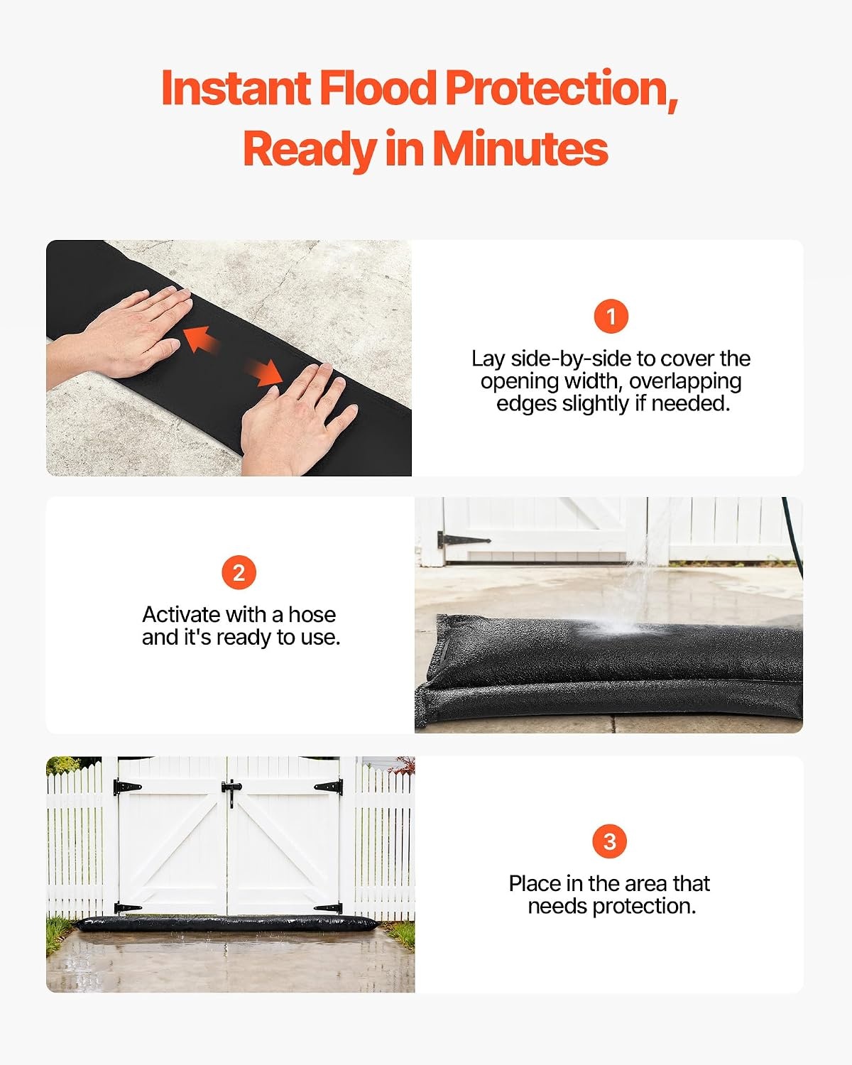 image:imageVEVOR Flood Barrier 10 Pack 5 x 07 ft Flood Bags with Bucket Water Absorbent Barrier Activated by Water Sandless Sandbags Blockage Flooding Prevention Bags for Basement Garage Doorway10 x 07 ft