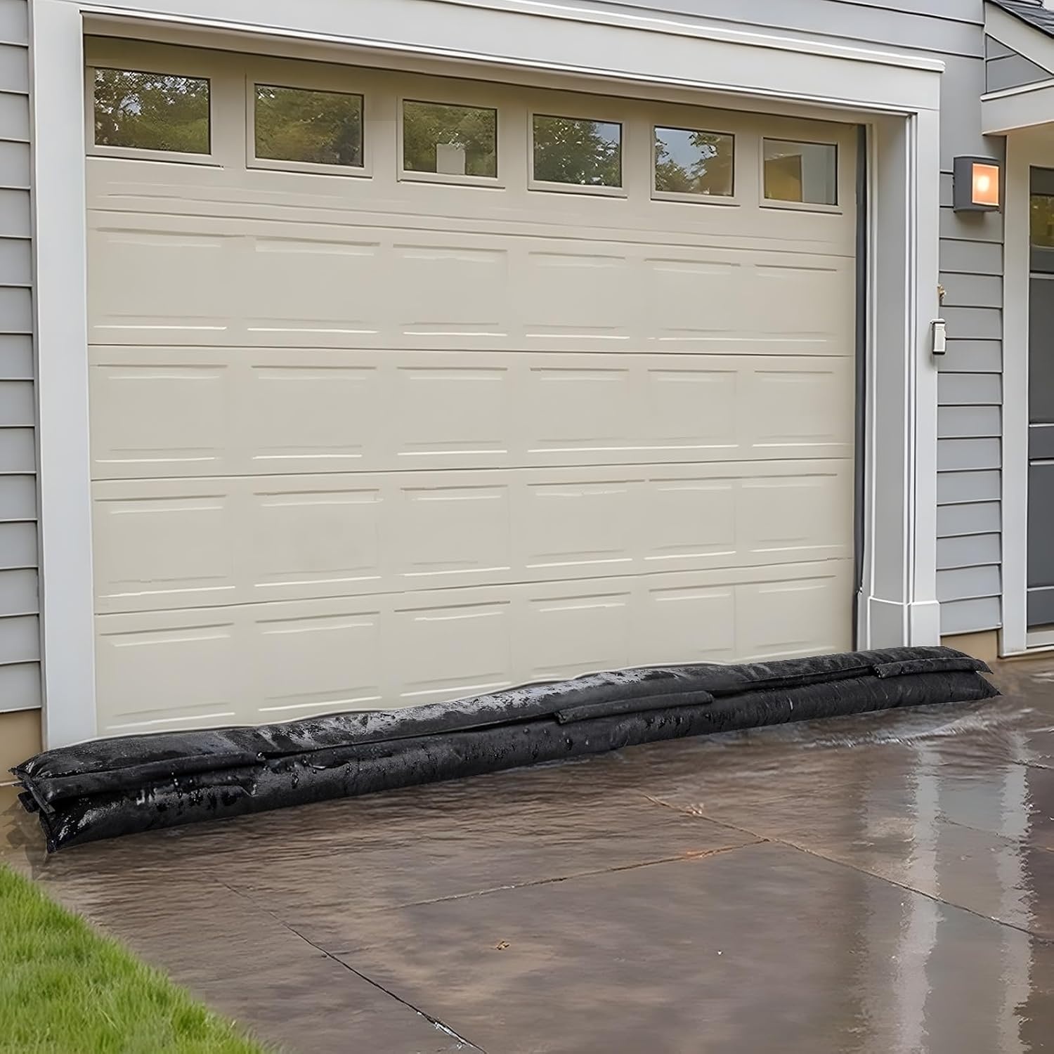 image:imageVEVOR Flood Barrier 10 Pack 5 x 07 ft Flood Bags with Bucket Water Absorbent Barrier Activated by Water Sandless Sandbags Blockage Flooding Prevention Bags for Basement Garage Doorway10 x 07 ft