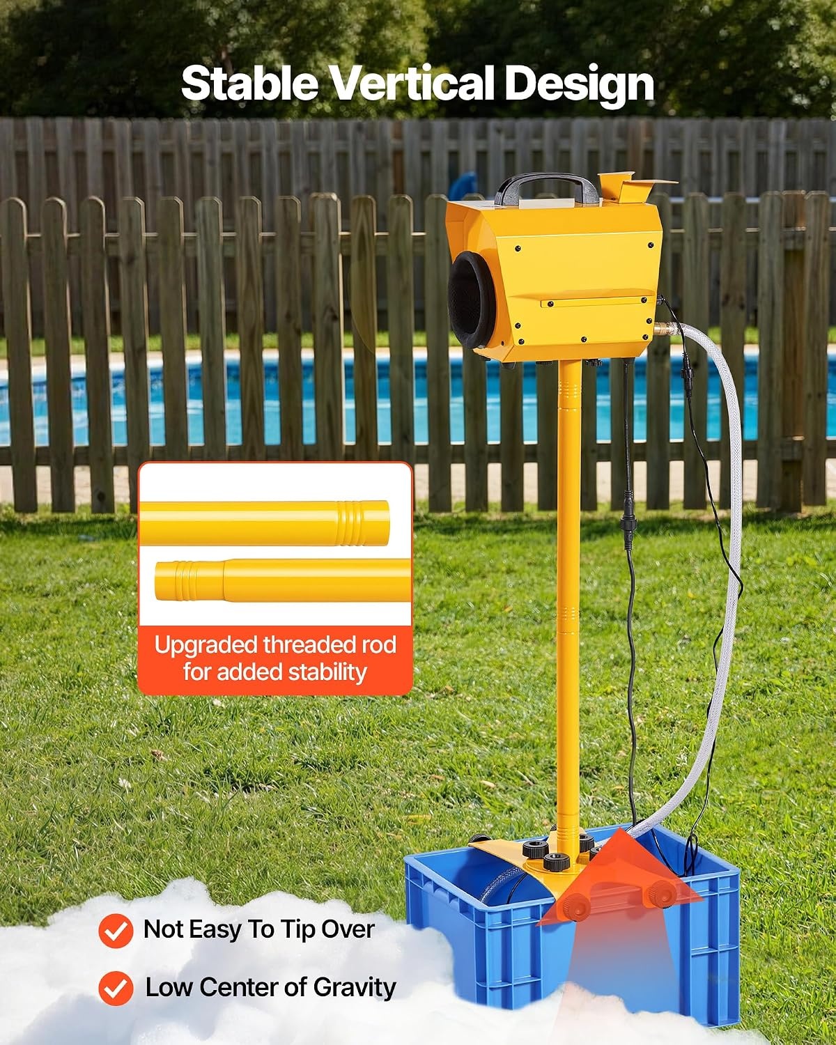 image:imageVEVOR Foam Machine Auto Oscillation Foam Cannon Party Machine Bubble Cannon with Fan 3Color LED Lights amp Triangular Structure Dense Foams Maker for Gatherings Backyard Celebrations amp Party197 x 158 x 469 inch