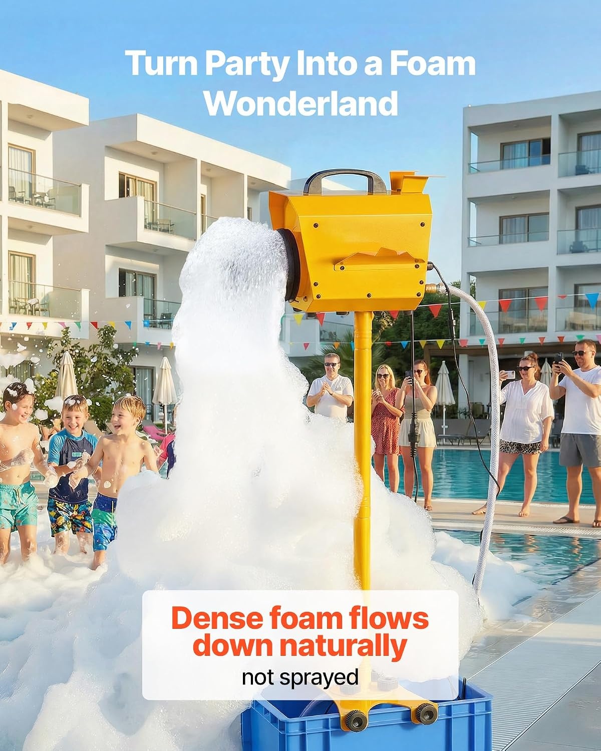 image:imageVEVOR Foam Machine Auto Oscillation Foam Cannon Party Machine Bubble Cannon with Fan 3Color LED Lights amp Triangular Structure Dense Foams Maker for Gatherings Backyard Celebrations amp Party197 x 158 x 469 inch