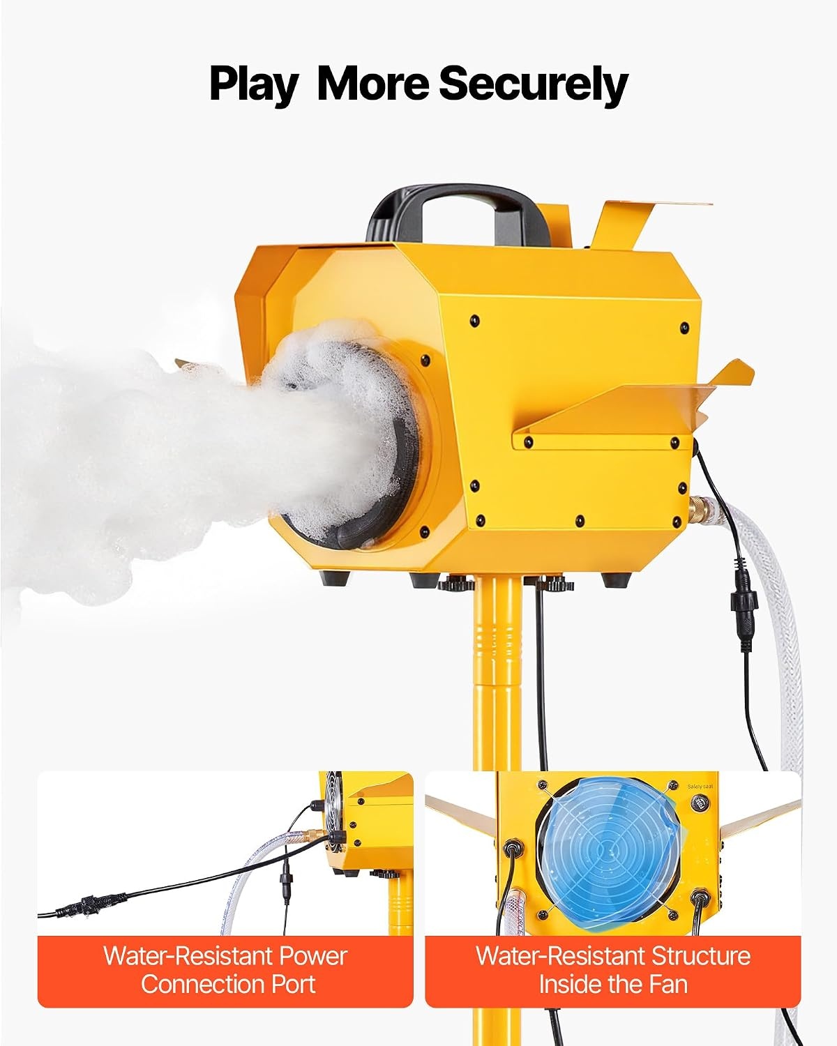 image:imageVEVOR Foam Machine Auto Oscillation Foam Cannon Party Machine Bubble Cannon with Fan 3Color LED Lights amp Triangular Structure Dense Foams Maker for Gatherings Backyard Celebrations amp Party197 x 158 x 469 inch