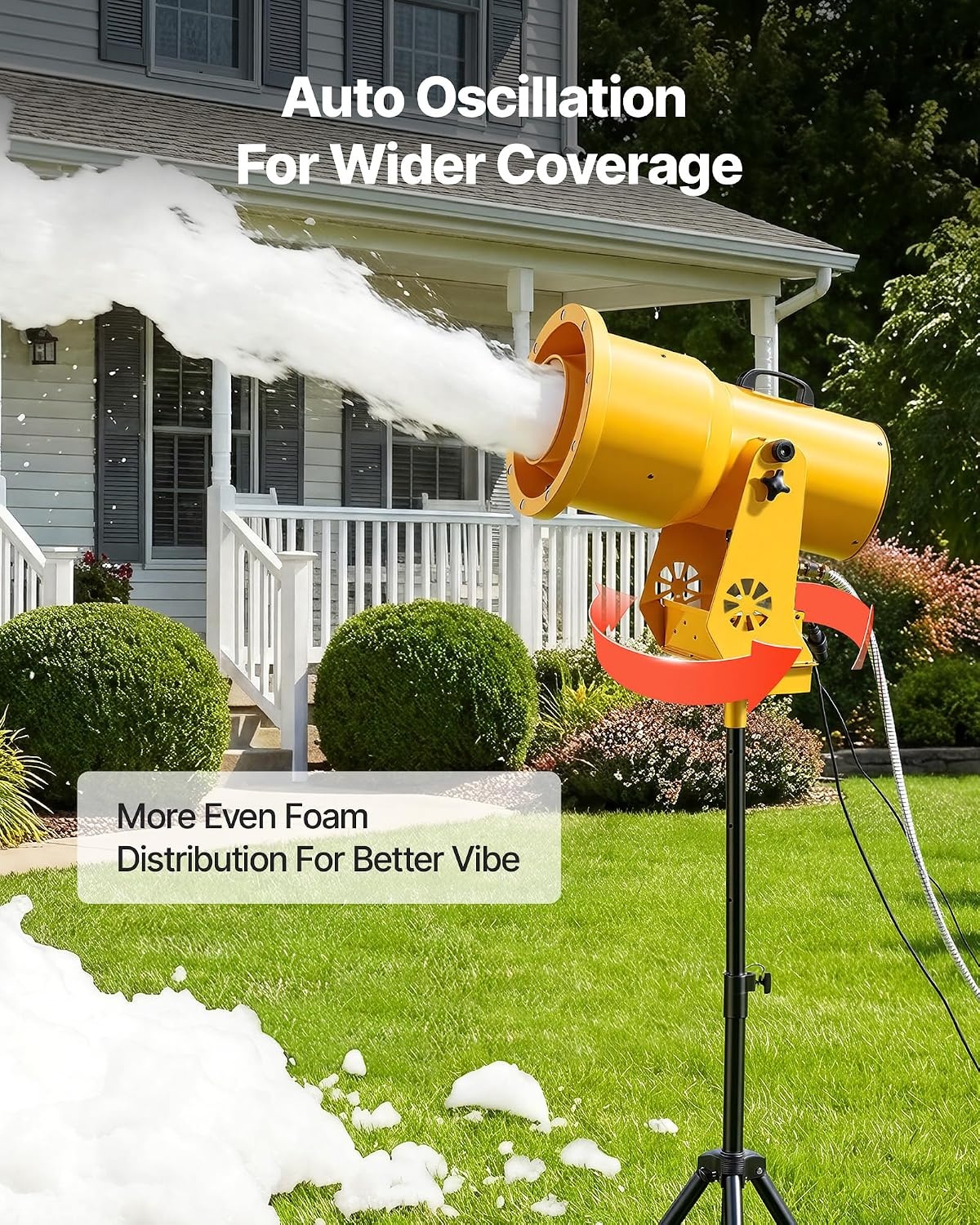 image:imageVEVOR Foam Machine Auto Oscillation Foam Cannon Party Machine Bubble Cannon with Fan 3Color LED Lights amp Triangular Structure Dense Foams Maker for Gatherings Backyard Celebrations amp Party260 x 209 x 744 inch