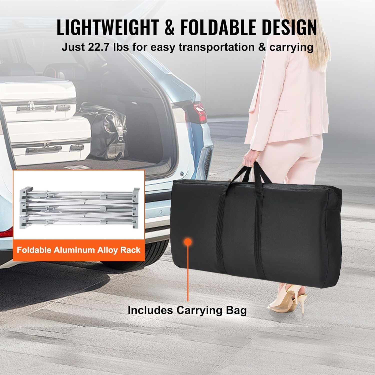 image:imageVEVOR Folding Portable Bar Table 433 x 152 x 348 in with Carry Bag 2 Storage Shelves and Detachable Skirt Quick and Easy Setup Foldable Mobile Bartending Station for Events Party Tradeshow51 Length