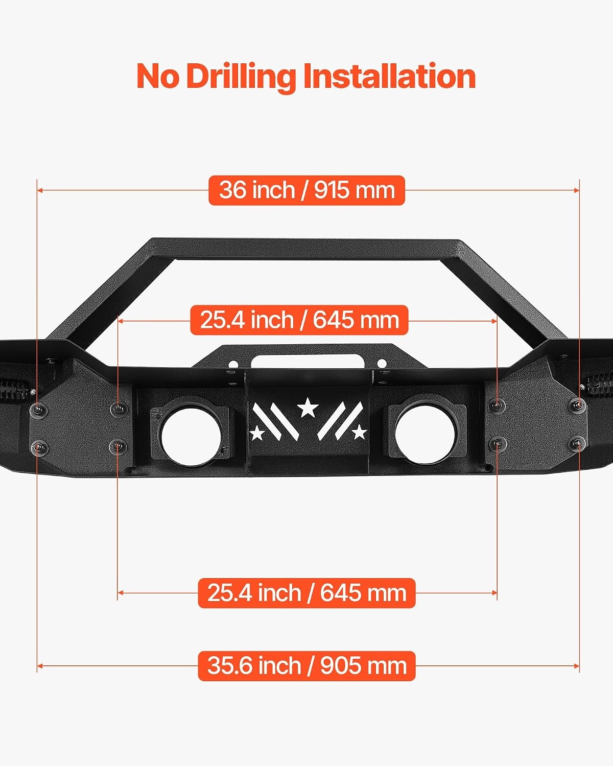 image:imageVEVOR Front Bumper Compatible with 20072024 Jeep Wrangler JKJKU JLJLU amp Gladiator JT with 2PCS LED Light Bars Winch Plate amp Fog Light Housing HeavyDuty Steel Front Bumper with ECoatingJK JL JT with LED light