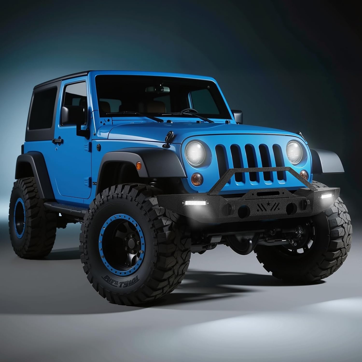 image:imageVEVOR Front Bumper Compatible with 20072024 Jeep Wrangler JKJKU JLJLU amp Gladiator JT with 2PCS LED Light Bars Winch Plate amp Fog Light Housing HeavyDuty Steel Front Bumper with ECoatingJK JL JT with LED light