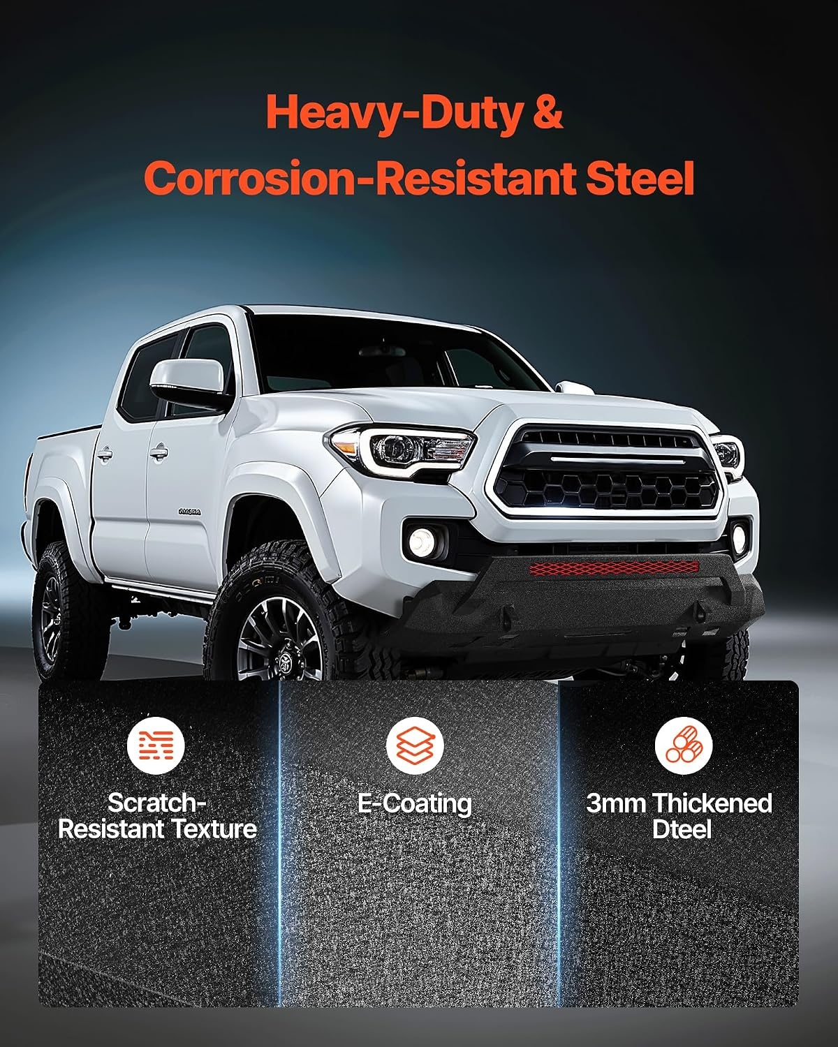 image:imageVEVOR Front Bumper Compatible with 20162023 Toyota Tacoma Excluding Tacoma TRDTacoma TRD Sport Pickup Truck Bumper with Winch Plate amp DRing Mounts Steel Front Bumpers with ECoating amp Bull Bar