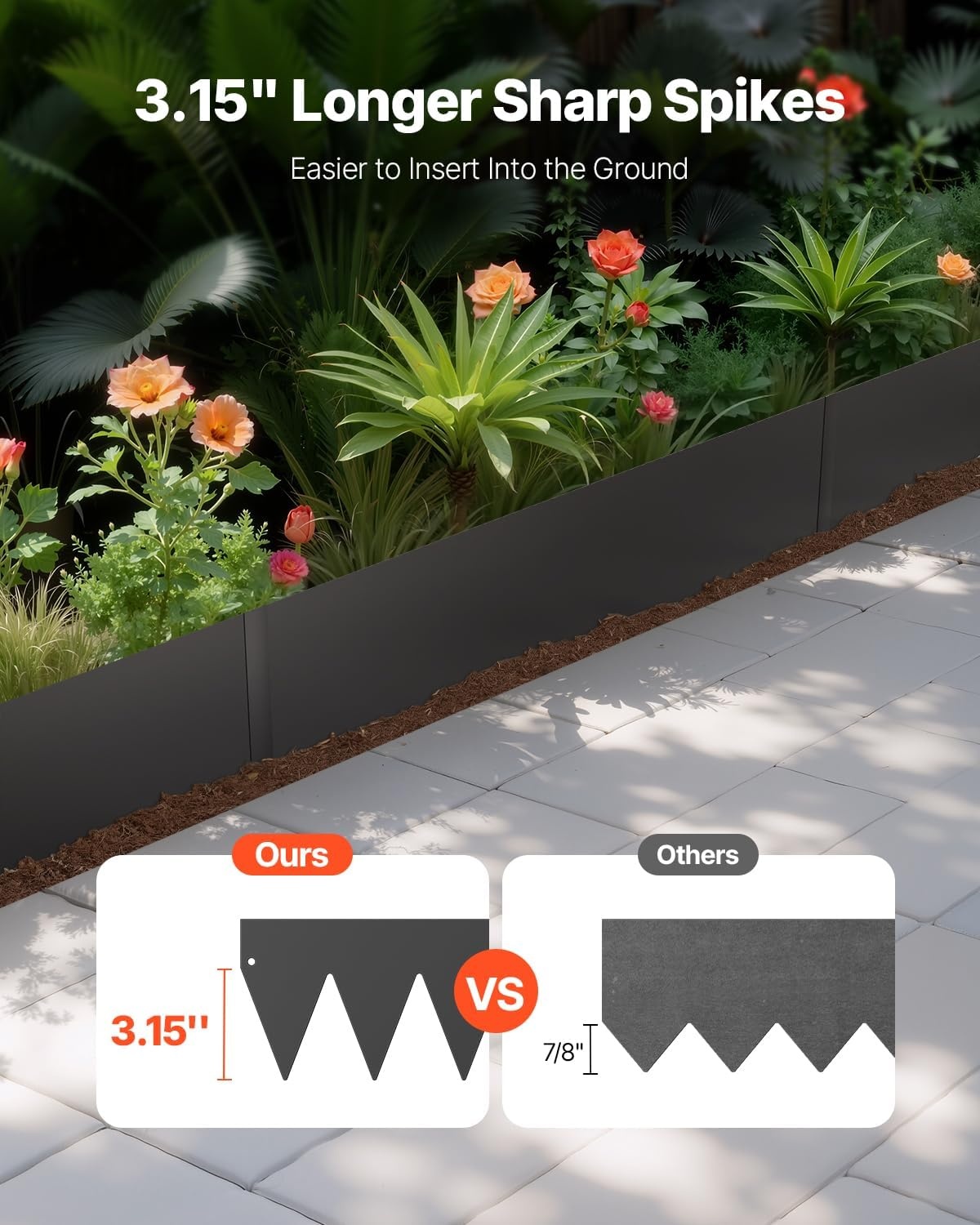 image:imageVEVOR Galvanized Steel Landscape Edging 6Pack 40 x 6 Inch Metal Edging for Landscaping with 6 Mounting Clips Bendable Metal Garden Edge Border for Flower Bed Yard Pathway Black40 L x 6 H 6 Pack
