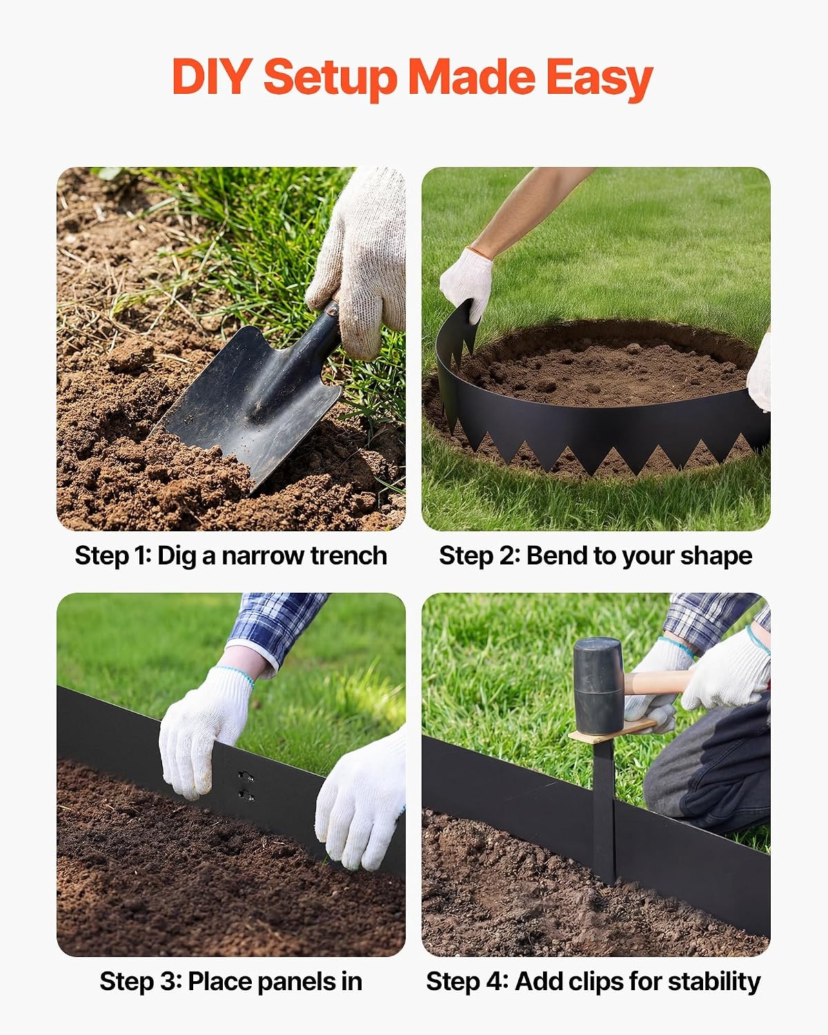 image:imageVEVOR Galvanized Steel Landscape Edging 6Pack 40 x 6 Inch Metal Edging for Landscaping with 6 Mounting Clips Bendable Metal Garden Edge Border for Flower Bed Yard Pathway Black40 L x 6 H 6 Pack