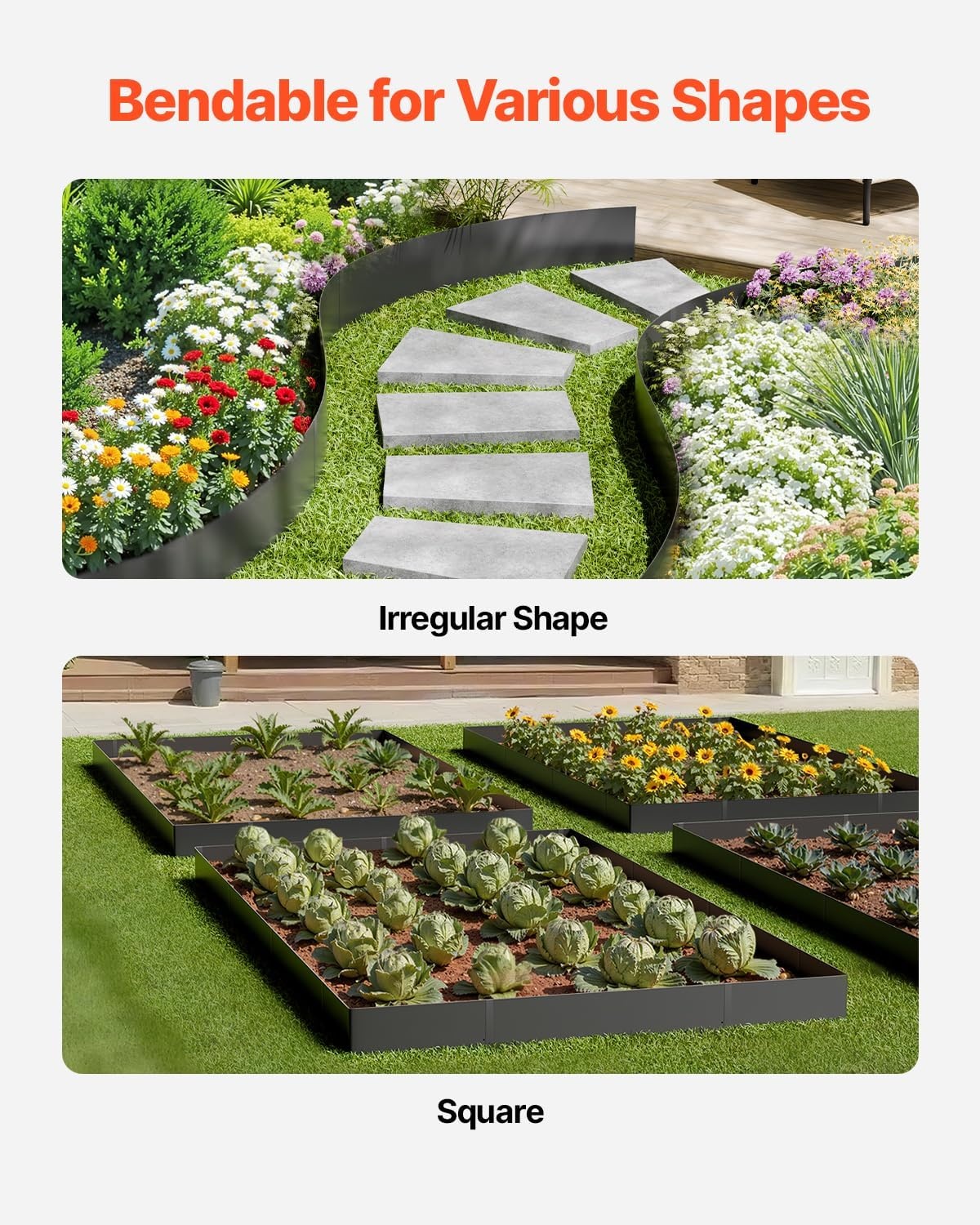 image:imageVEVOR Galvanized Steel Landscape Edging 6Pack 40 x 6 Inch Metal Edging for Landscaping with 6 Mounting Clips Bendable Metal Garden Edge Border for Flower Bed Yard Pathway Black40 L x 6 H 6 Pack