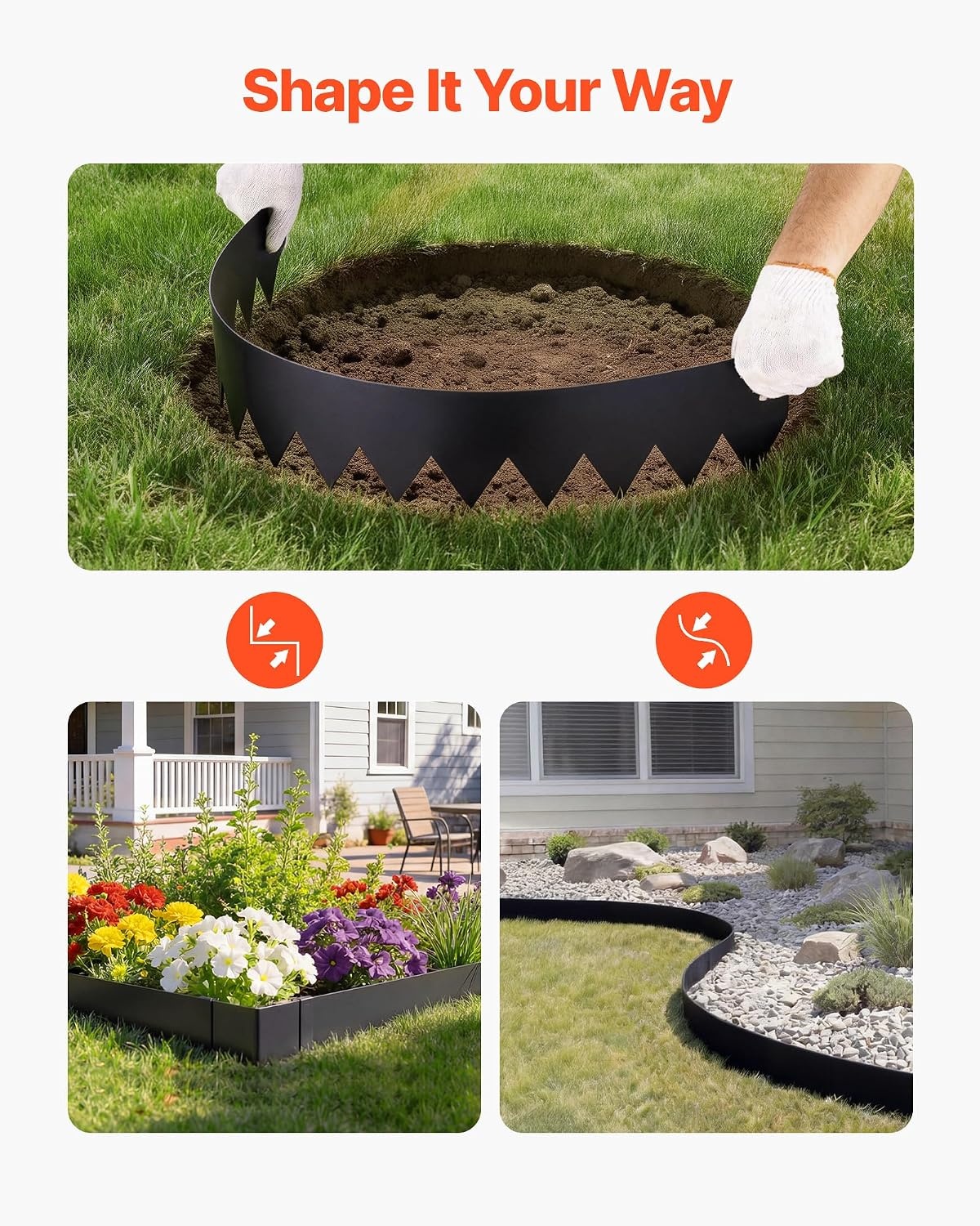image:imageVEVOR Galvanized Steel Landscape Edging 6Pack 40 x 6 Inch Metal Edging for Landscaping with 6 Mounting Clips Bendable Metal Garden Edge Border for Flower Bed Yard Pathway Black40 L x 6 H 6 Pack