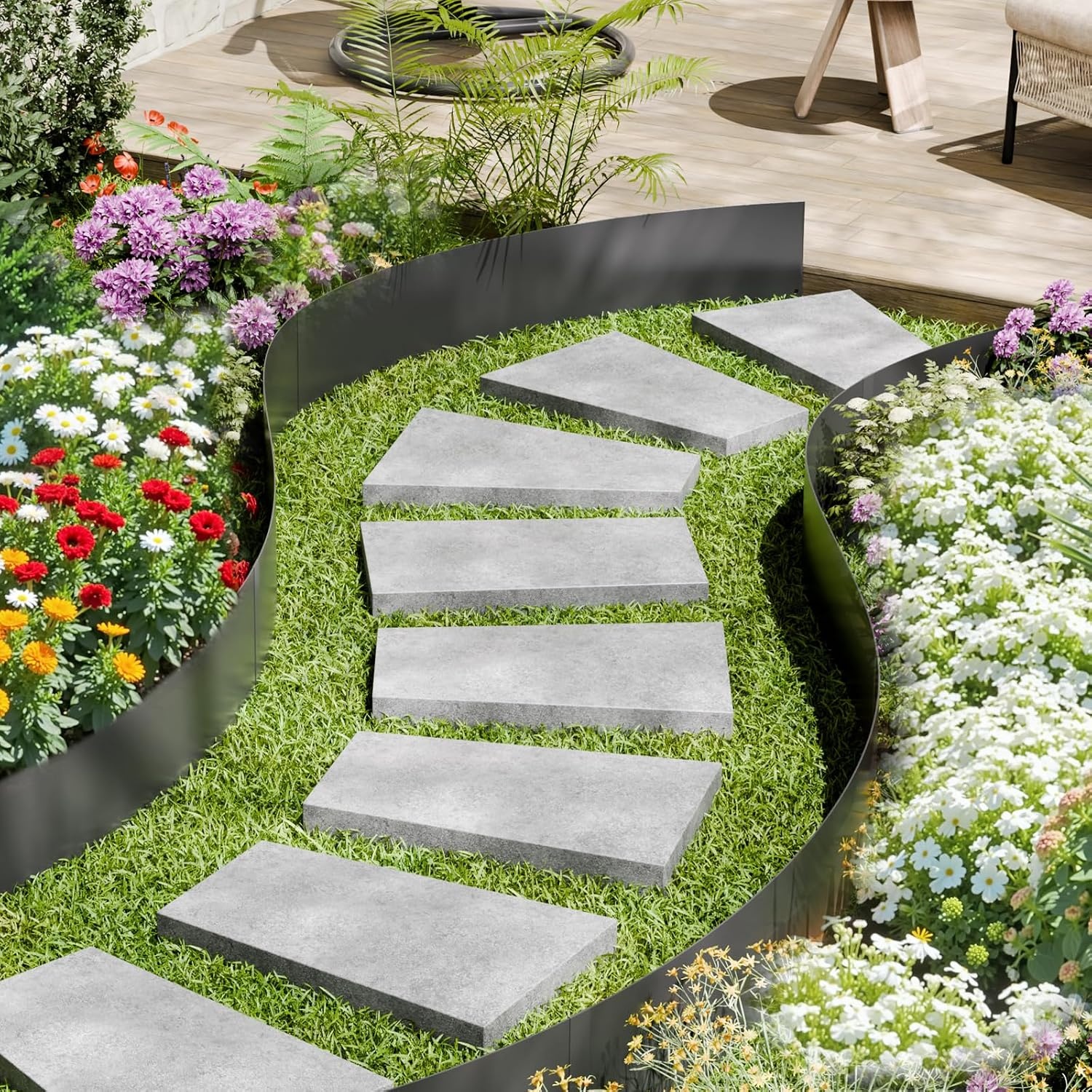 image:imageVEVOR Galvanized Steel Landscape Edging 6Pack 40 x 6 Inch Metal Edging for Landscaping with 6 Mounting Clips Bendable Metal Garden Edge Border for Flower Bed Yard Pathway Black40 L x 6 H 6 Pack
