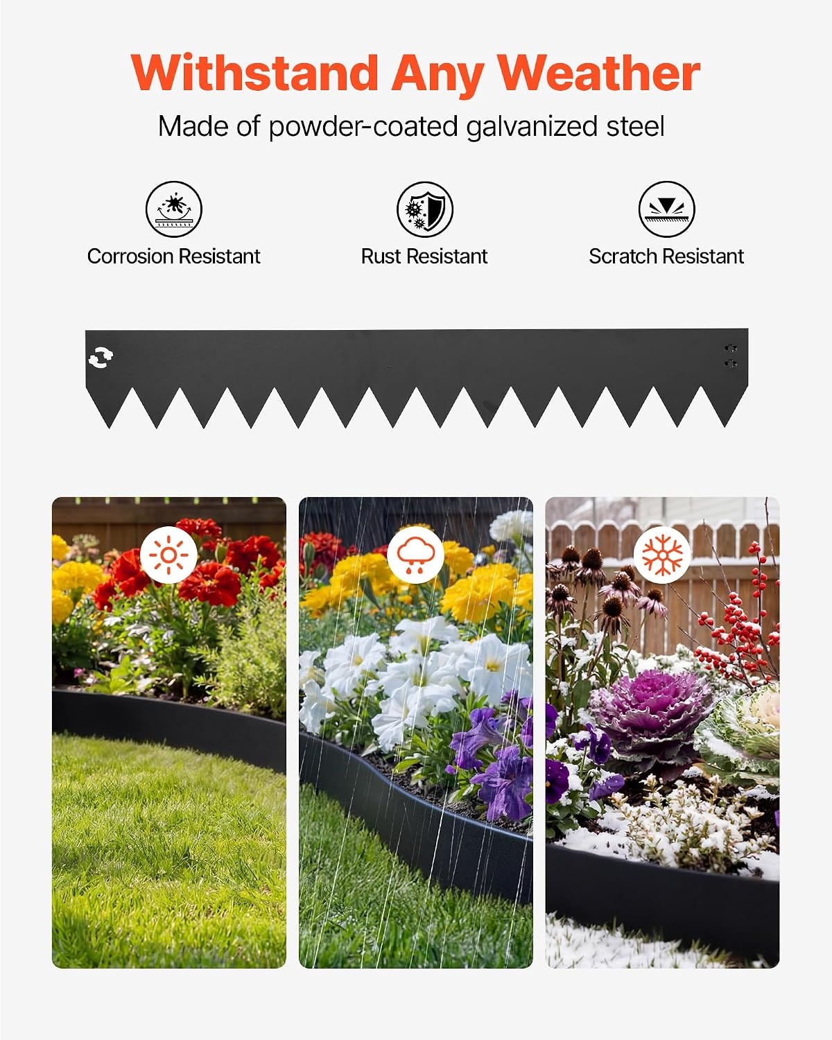 image:imageVEVOR Galvanized Steel Landscape Edging 6Pack 40 x 6 Inch Metal Edging for Landscaping with 6 Mounting Clips Bendable Metal Garden Edge Border for Flower Bed Yard Pathway Black40 L x 6 H 6 Pack