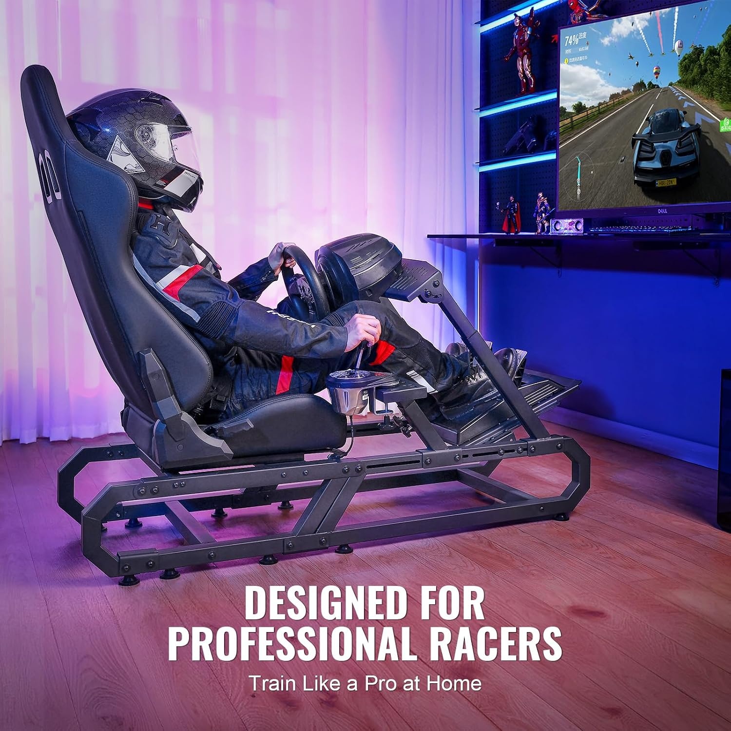 image:imageVEVOR Gaming Racing Wheel Stand Compatible with Logitech G923G920G29 amp Thrustmaster T248P HeavyDuty Adjustable Steering Wheel Stand Cockpit 330 lbs Capacity Compact for Sim Racing HeavyDuty Adjustable Steering Cockpit 330 lbs Capacity Compact for Sim Racing Premium Carbon SteelSmall Base without Wheels