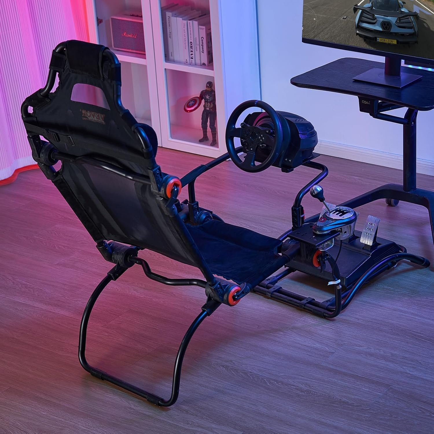 image:imageVEVOR Gaming Racing Wheel Stand Compatible with Logitech G923G920G29 amp Thrustmaster T248P HeavyDuty Adjustable Steering Wheel Stand Cockpit 330 lbs Capacity Compact for Sim Racing HeavyDuty Adjustable Steering Cockpit 330 lbs Capacity Compact for Sim Racing Premium Carbon SteelPortable Large Base