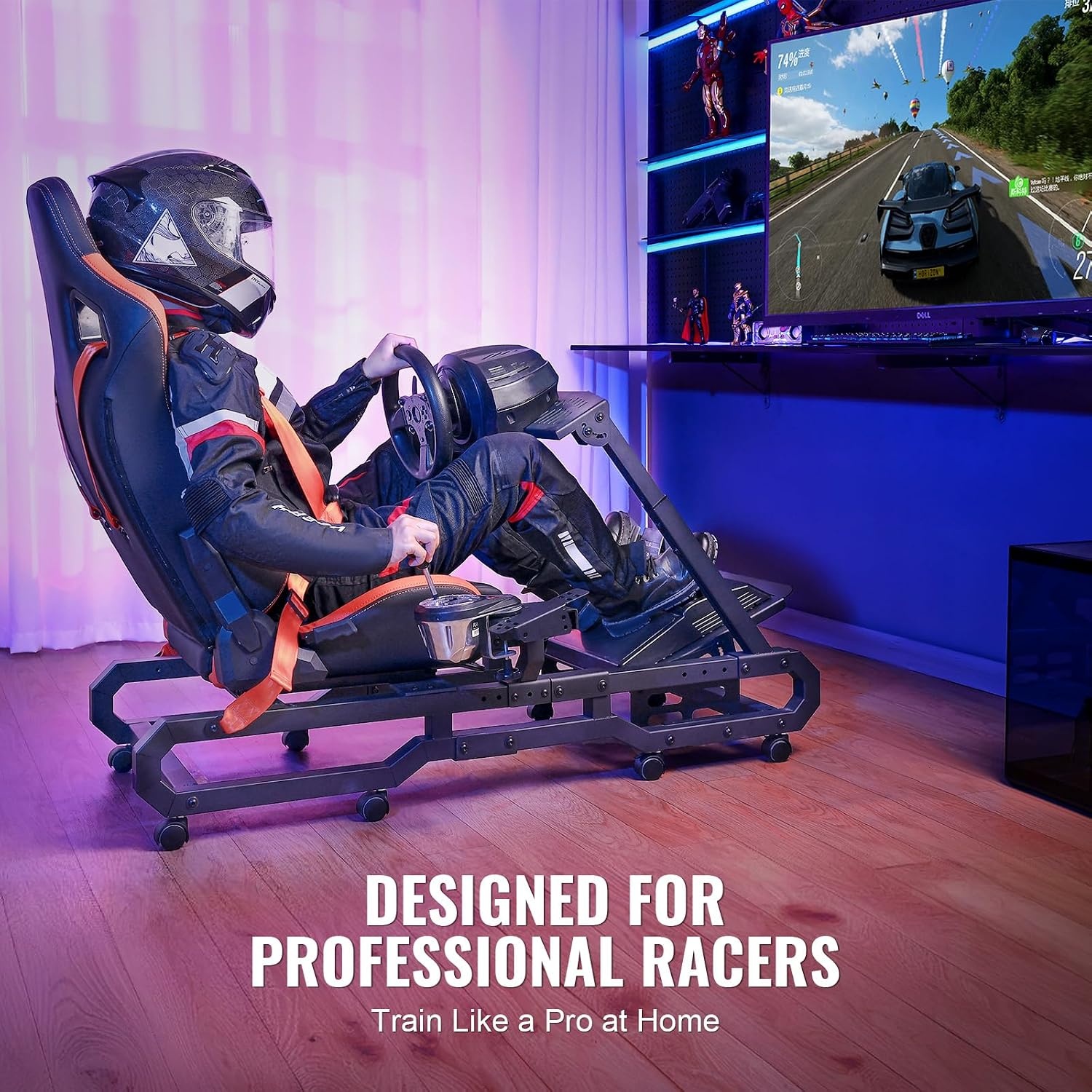 image:imageVEVOR Gaming Racing Wheel Stand Compatible with Logitech G923G920G29 amp Thrustmaster T248P HeavyDuty Adjustable Steering Wheel Stand Cockpit 330 lbs Capacity Compact for Sim Racing HeavyDuty Adjustable Steering Cockpit 330 lbs Capacity Compact for Sim Racing Premium Carbon SteelLarge Base with Wheels