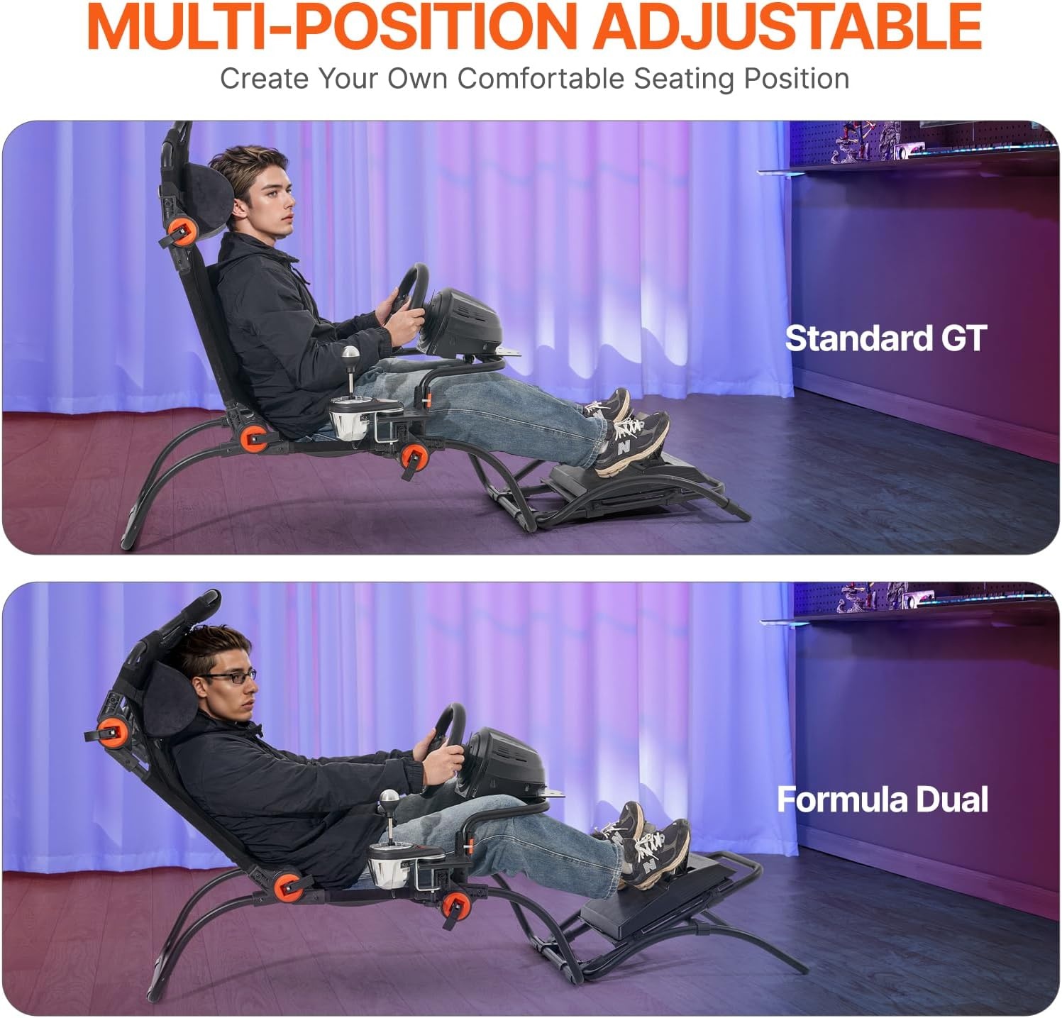 image:imageVEVOR Gaming Racing Wheel Stand Compatible with Logitech G923G920G29 amp Thrustmaster T248P HeavyDuty Adjustable Steering Wheel Stand Cockpit 330 lbs Capacity Compact for Sim Racing HeavyDuty Adjustable Steering Cockpit 330 lbs Capacity Compact for Sim Racing Premium Carbon SteelPortable Large Base
